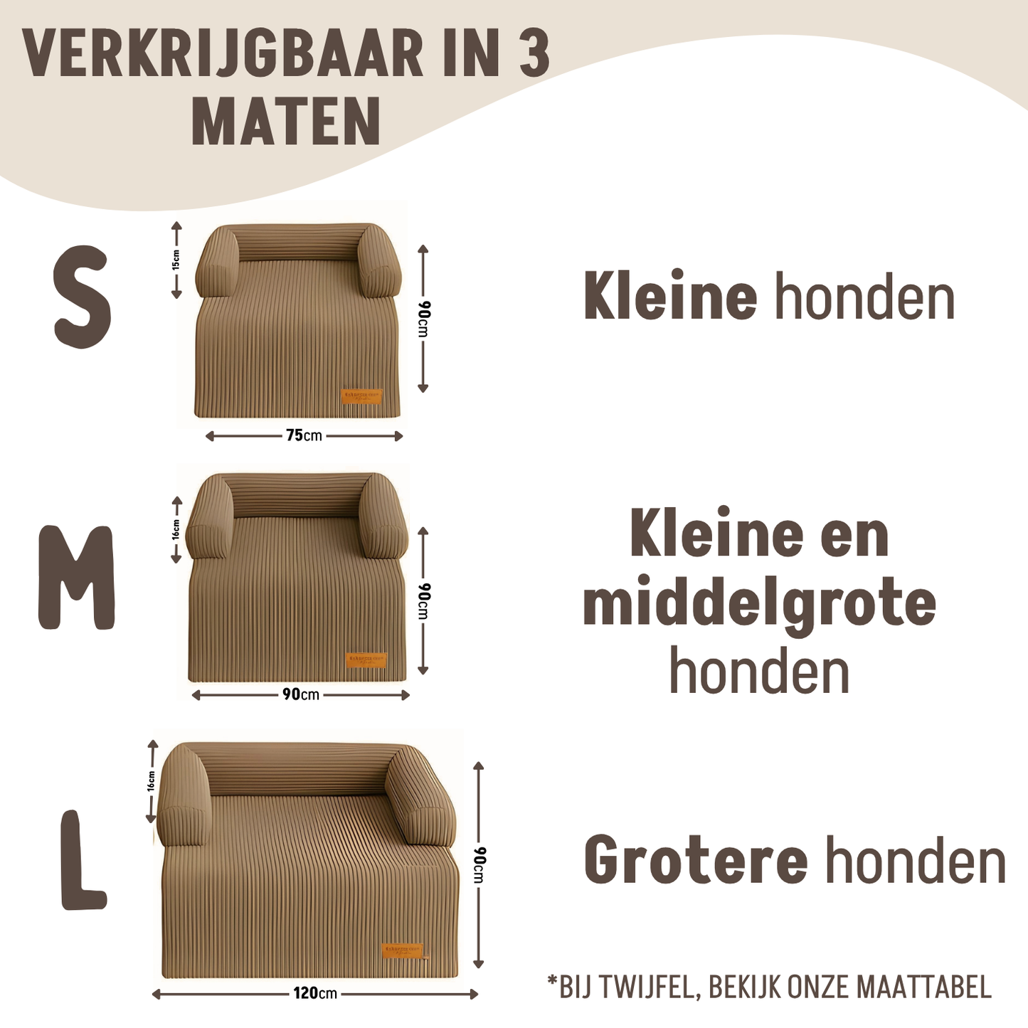 By Cee Cee Hondendeken Bank - Ribstof - Bruin - MAAT S