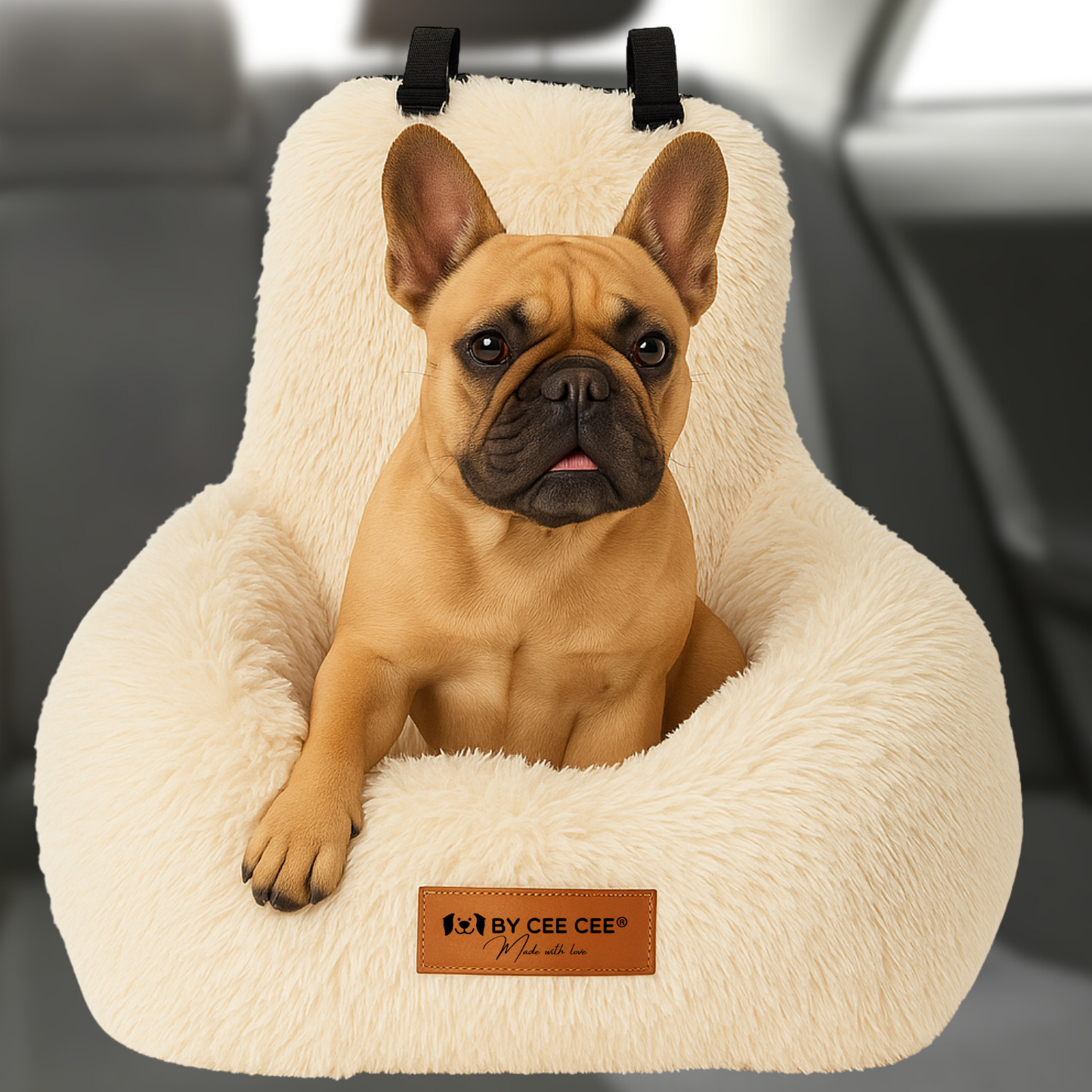 Von Cee Cee – Hundeautositz Deluxe Rücksitz – Hundekorb Auto mit Sicherheitsgurt – Hundeautokorb – Hundesitz – großer Hund