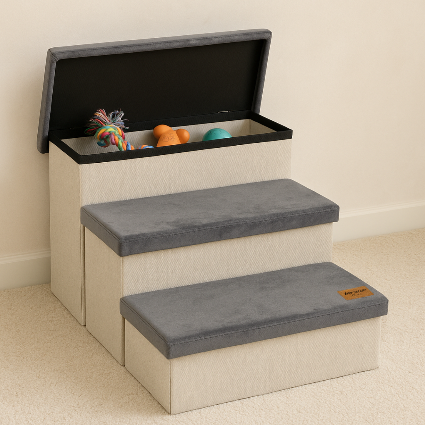 Photo of Hondentrap Stevig Model 2025 Met Opbergruimte - Trap Hond - tot 60 KG - Beige met grijs