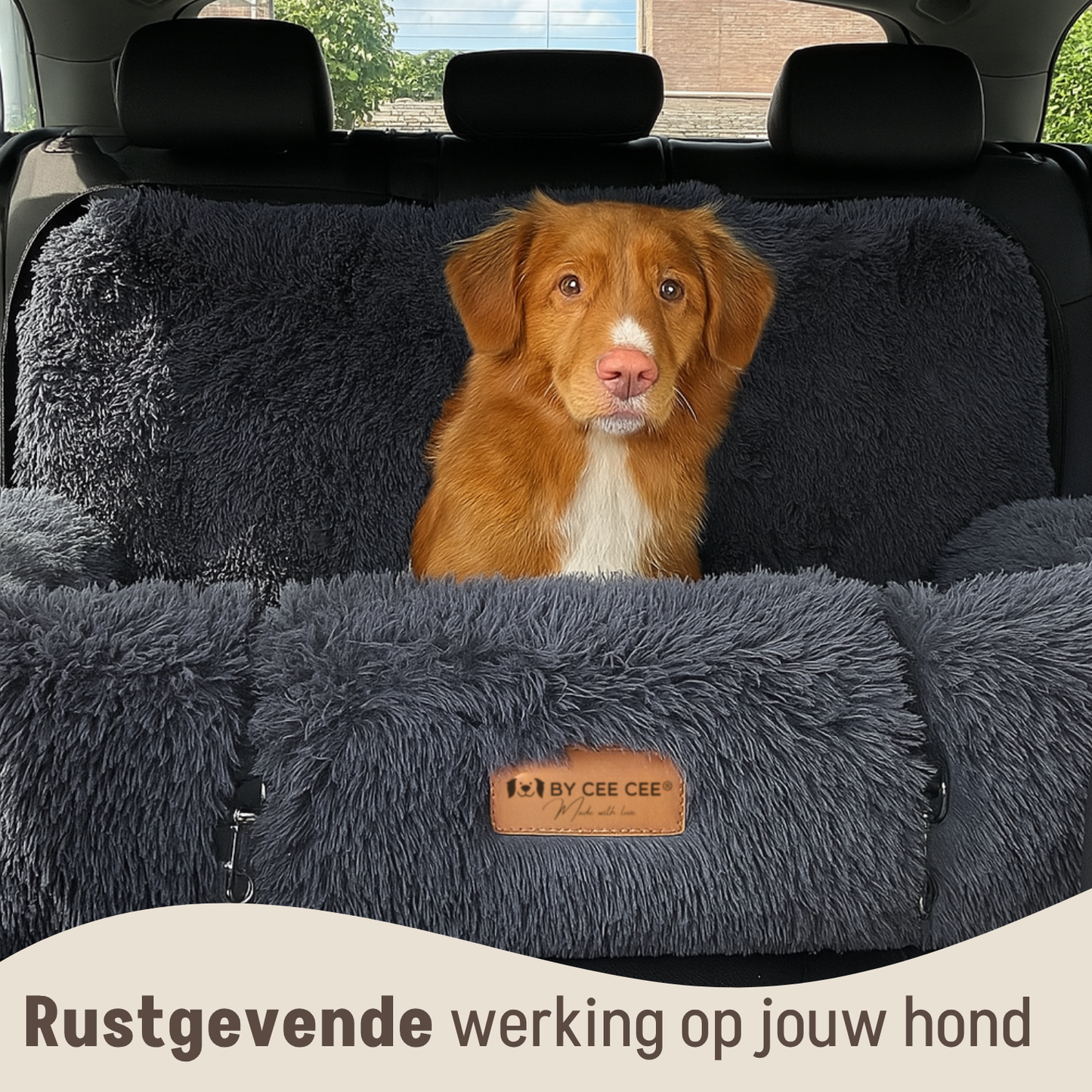 Autostoel Fluffy - De Ideale Hondenstoel Voor Onderweg - Donkergrijs - MAAT L