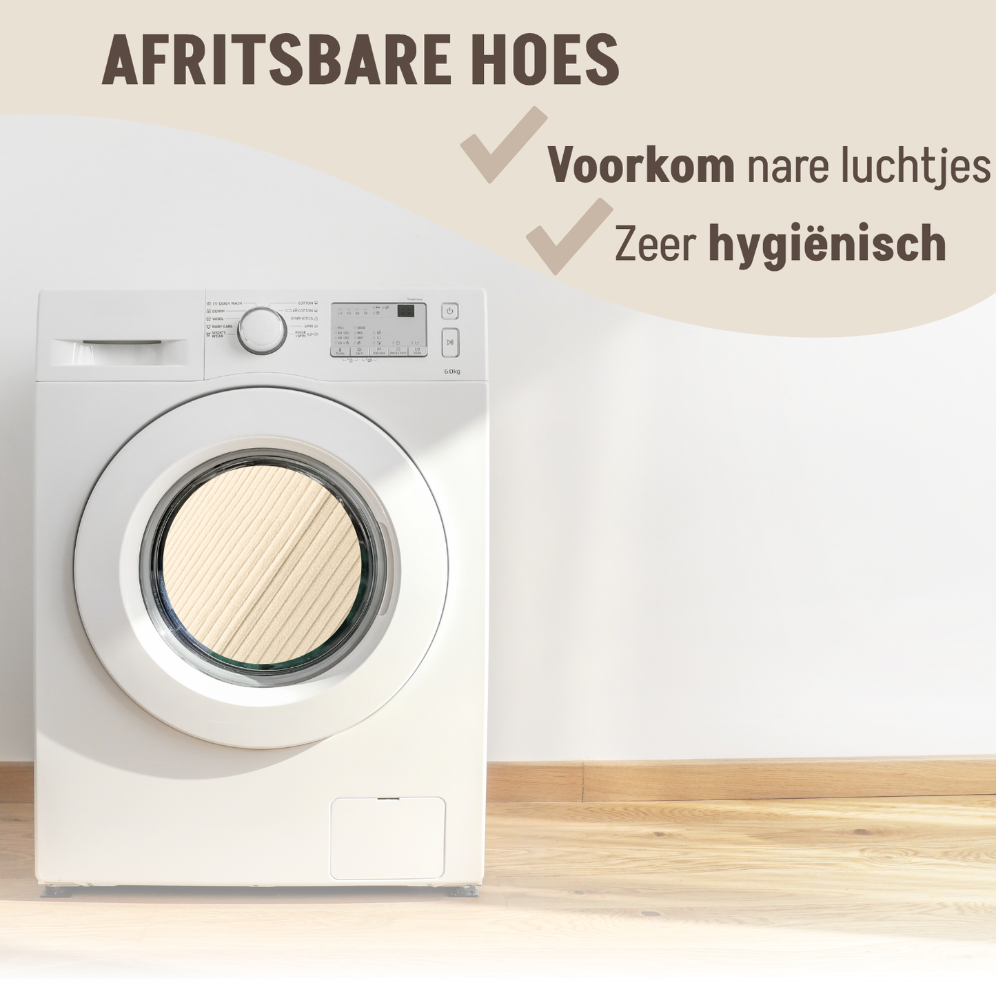 By Cee Cee Origineel Orthopedisch Hondenkussen Ribstof Beige- 100x70cm