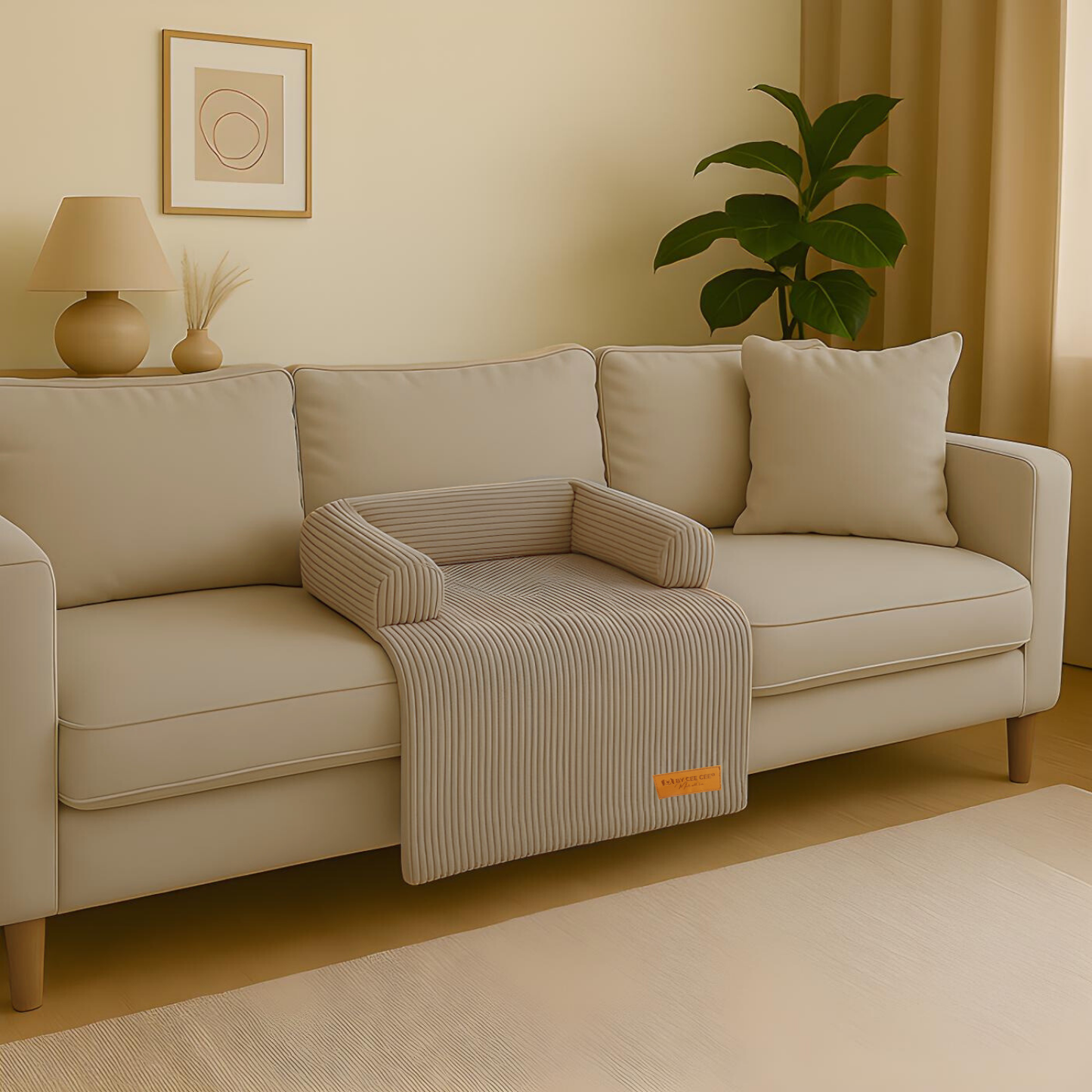 By Cee Cee Hondendeken Bank - Ribstof - Mokka Taupe - MAAT S