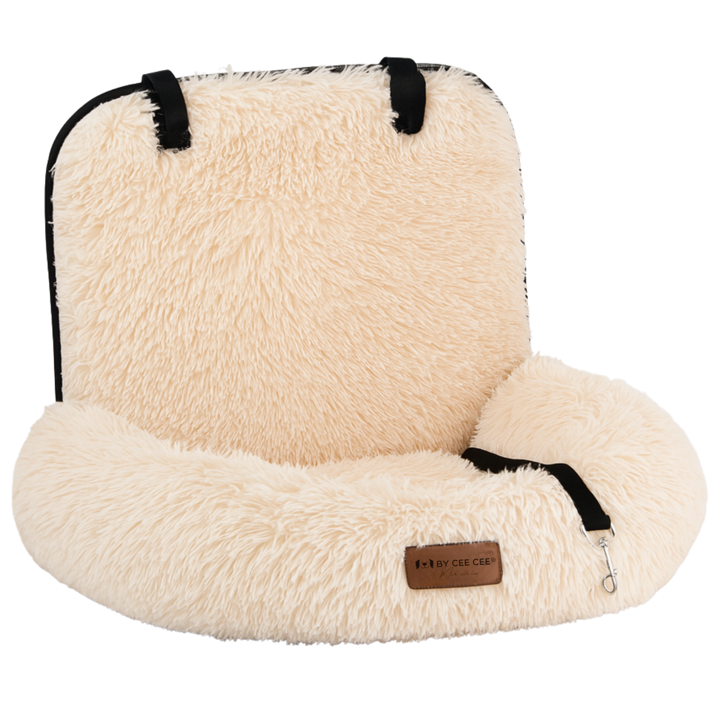 Autostoel Fluffy - De Ideale Hondenstoel Voor Onderweg - Beige - MAAT M