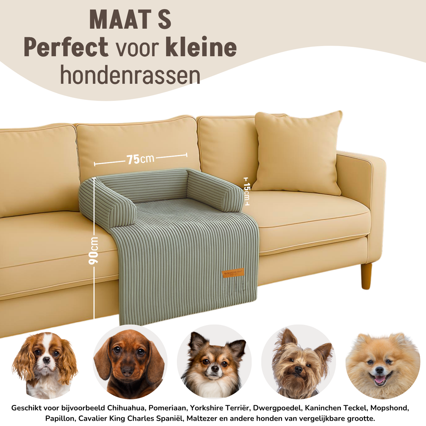 By Cee Cee Hondendeken Bank - Ribstof - Grijs - MAAT S