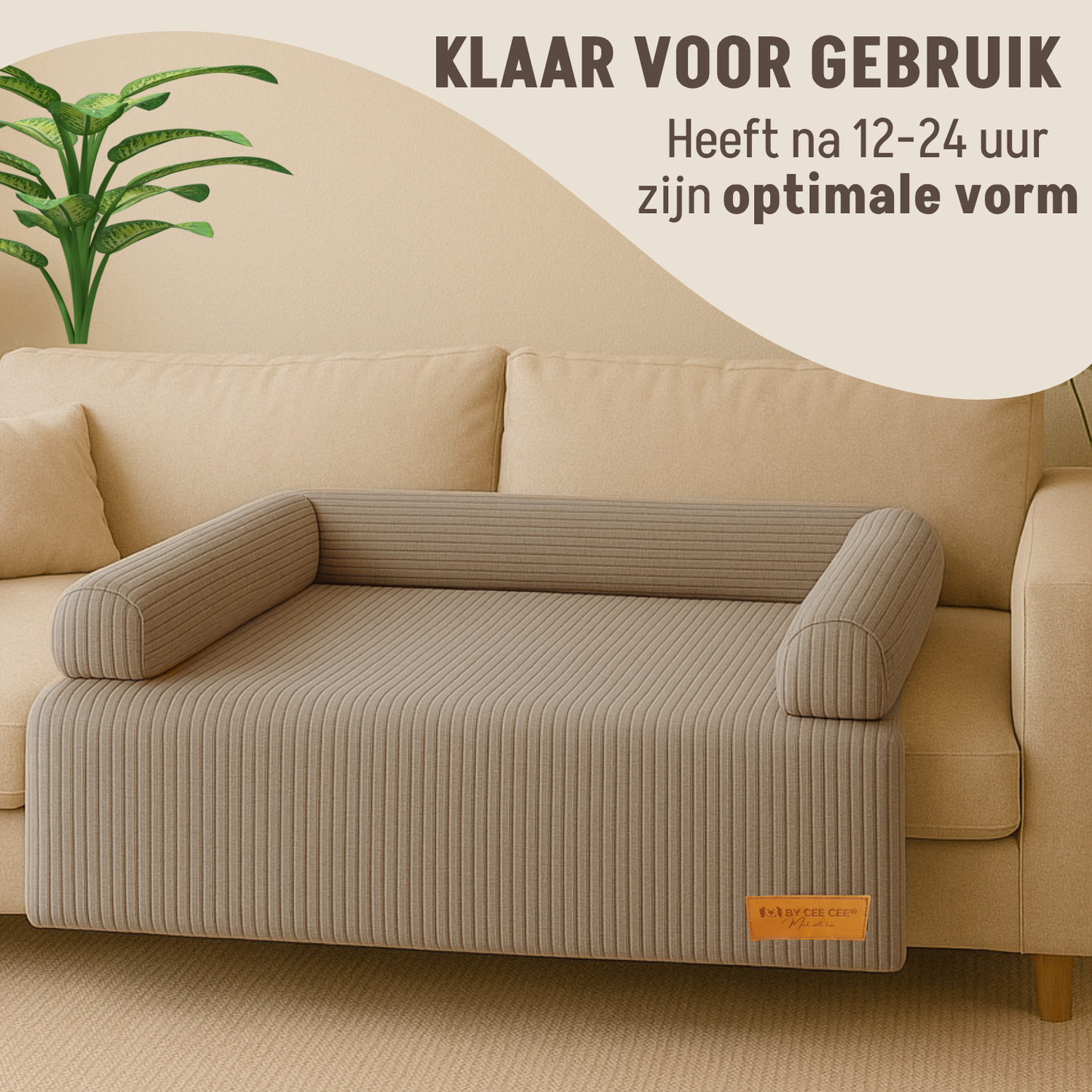 By Cee Cee Hondendeken Bank - Ribstof - Mokka Taupe - MAAT L