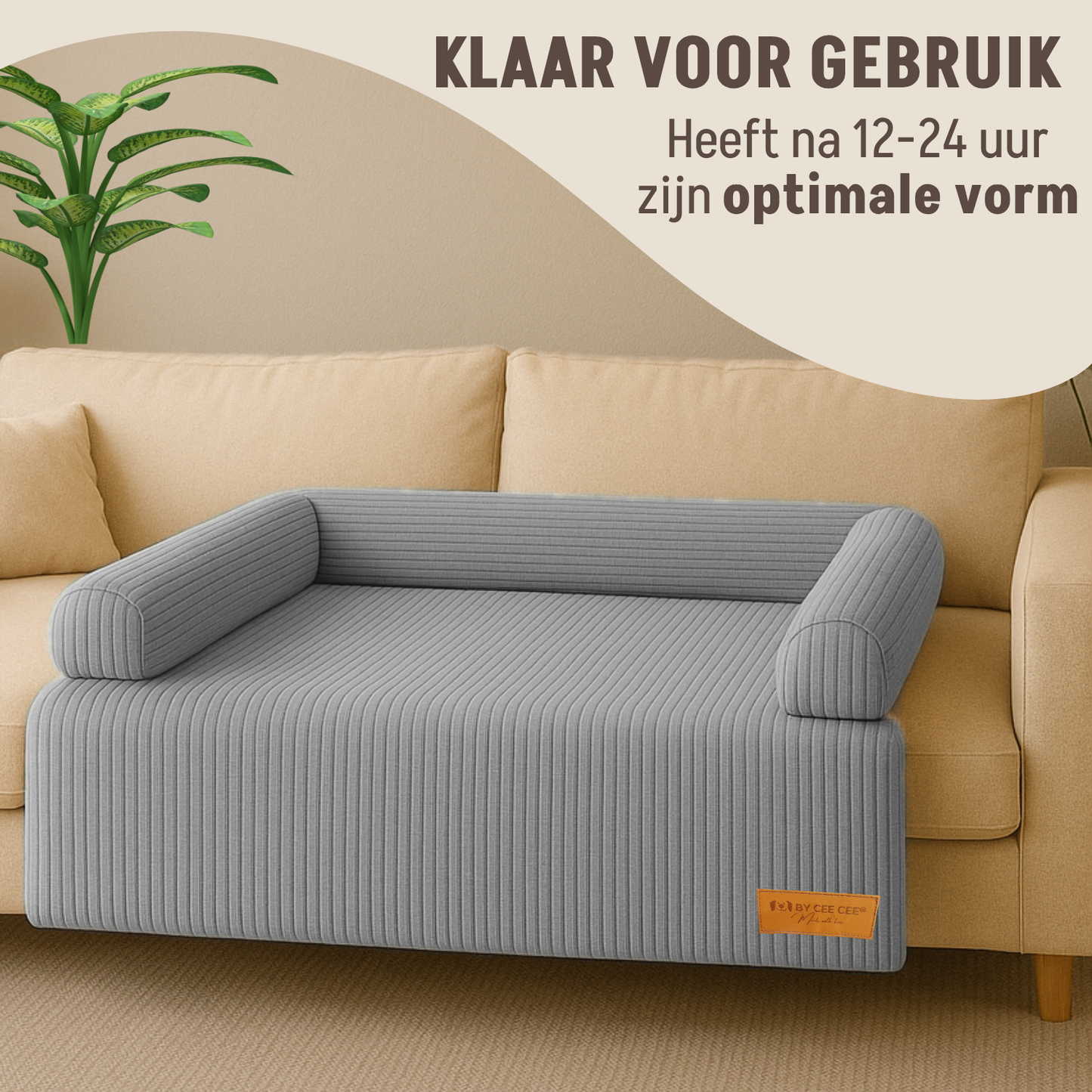 By Cee Cee Hondendeken Bank - Ribstof - Grijs - MAAT L