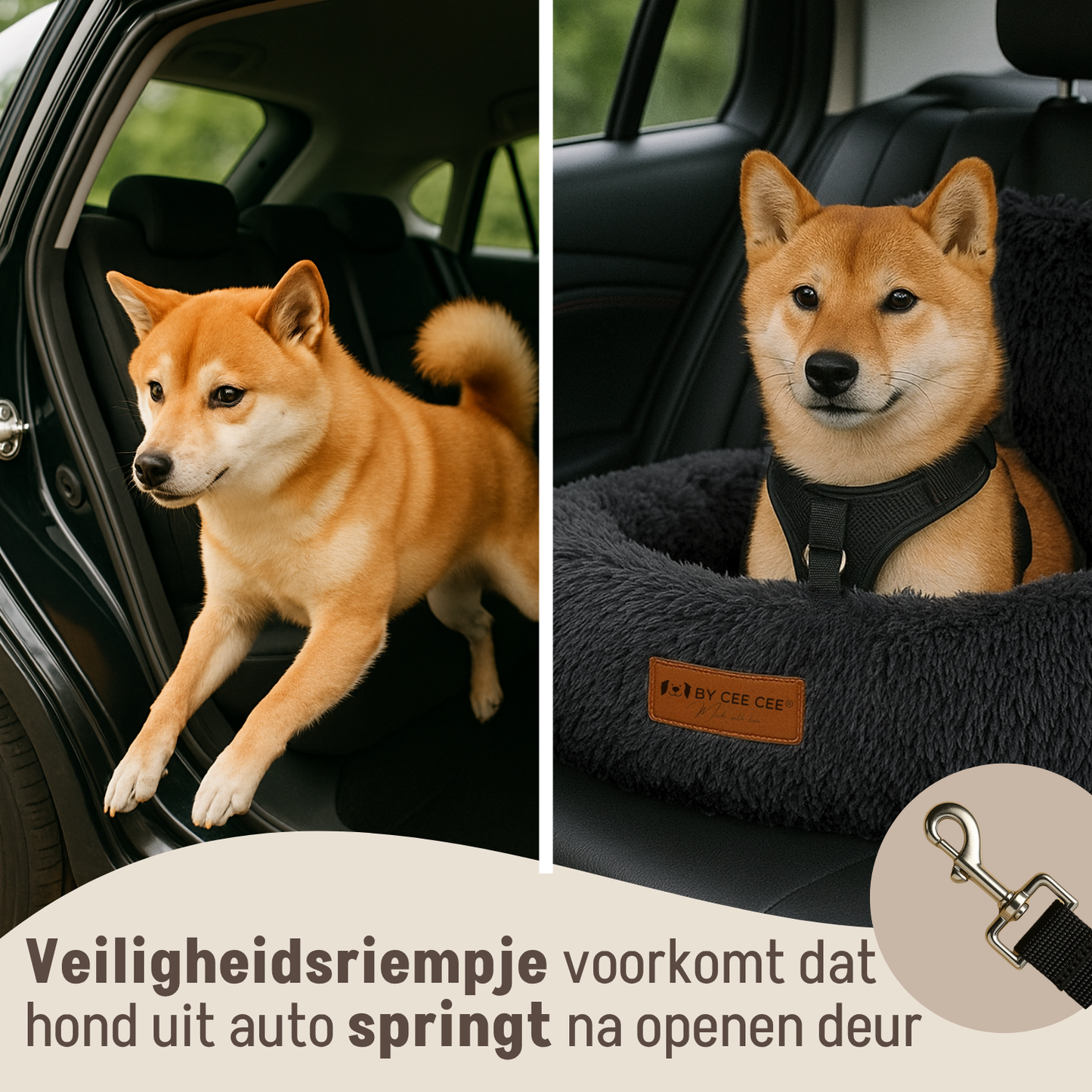 Autostoel Fluffy - De Ideale Hondenstoel Voor Onderweg - Zwart - MAAT M