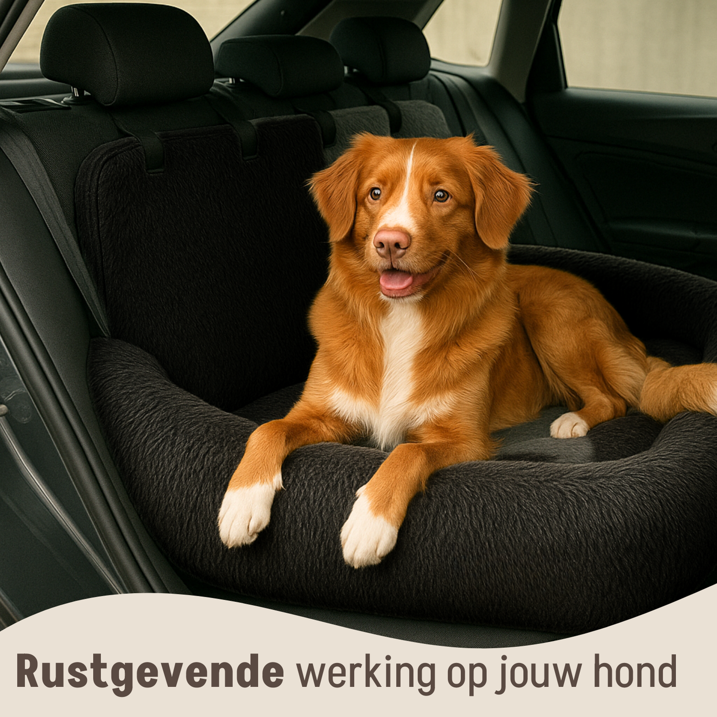 Autostoel Fluffy - De Ideale Hondenstoel Voor Onderweg - Zwart - MAAT L