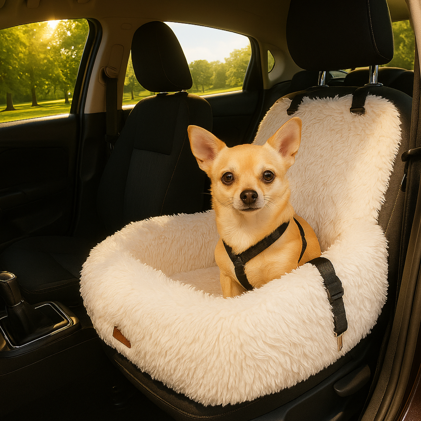 Von Cee Cee – Hundeautositz Deluxe Rücksitz – Hundekorb Auto mit Sicherheitsgurt – Hundeautokorb – Hundesitz – großer Hund