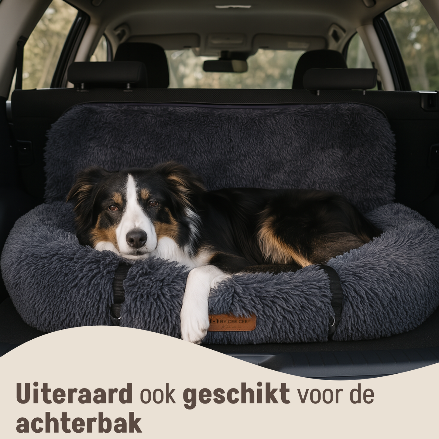 Autostoel Fluffy - De Ideale Hondenstoel Voor Onderweg - Donkergrijs - MAAT L
