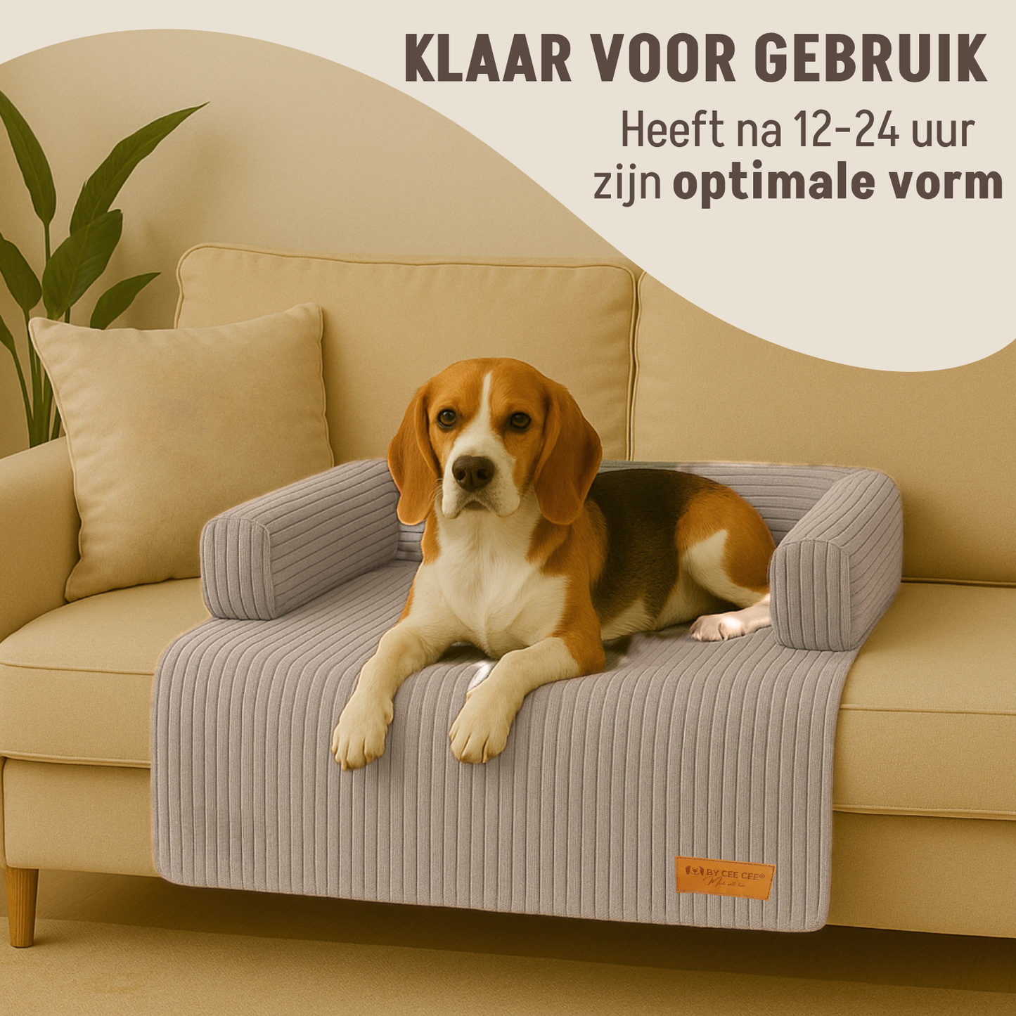 By Cee Cee Hondendeken Bank - Ribstof - Mokka Taupe - MAAT M