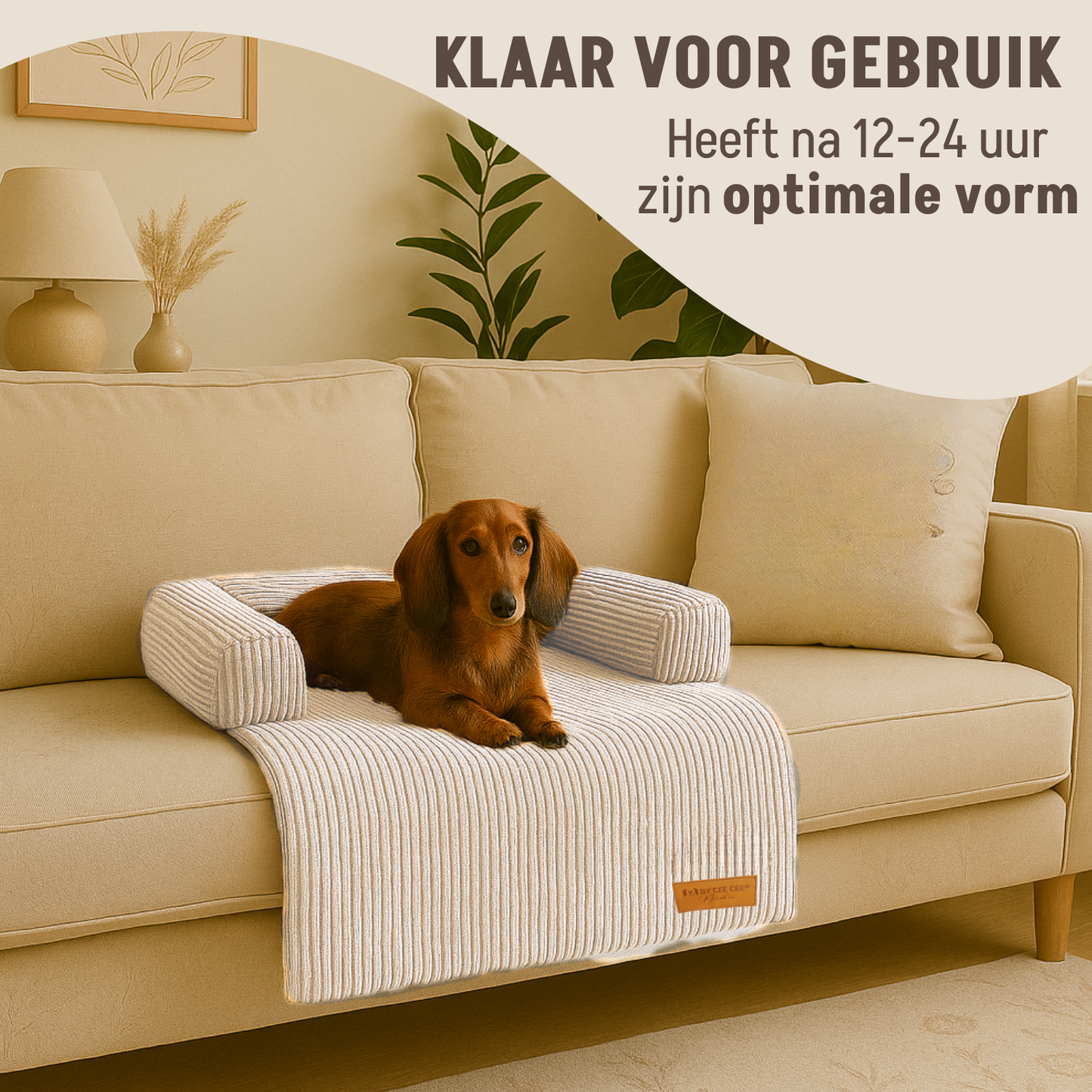 By Cee Cee Hondendeken Bank - Ribstof - Beige - MAAT S