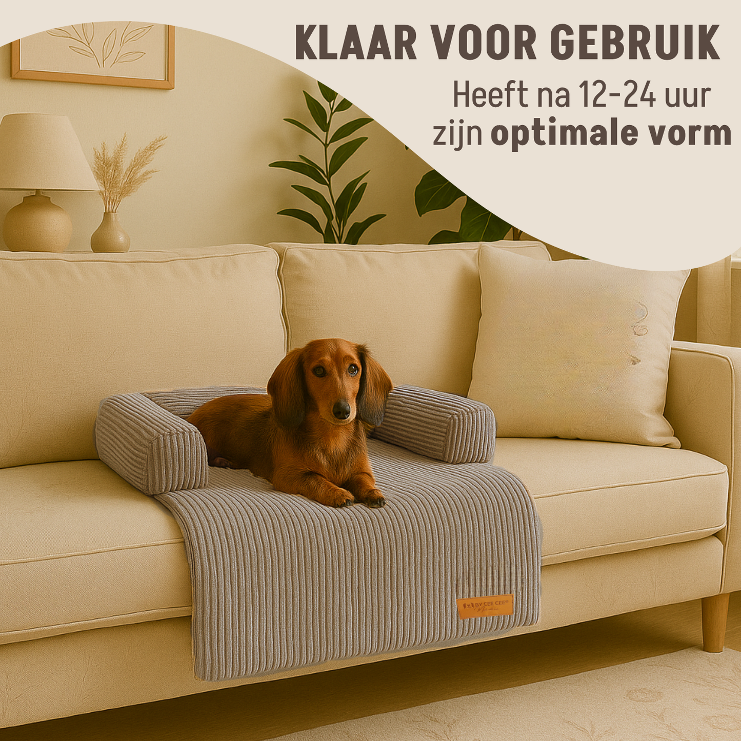 By Cee Cee Hondendeken Bank - Ribstof - Mokka Taupe - MAAT S