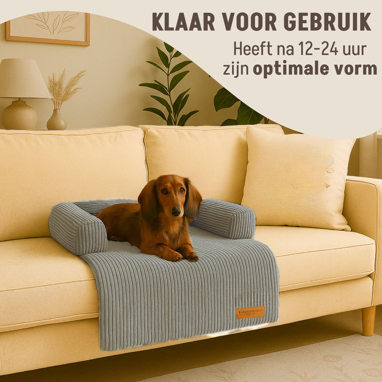 By Cee Cee Hondendeken Bank - Ribstof - Grijs - MAAT S