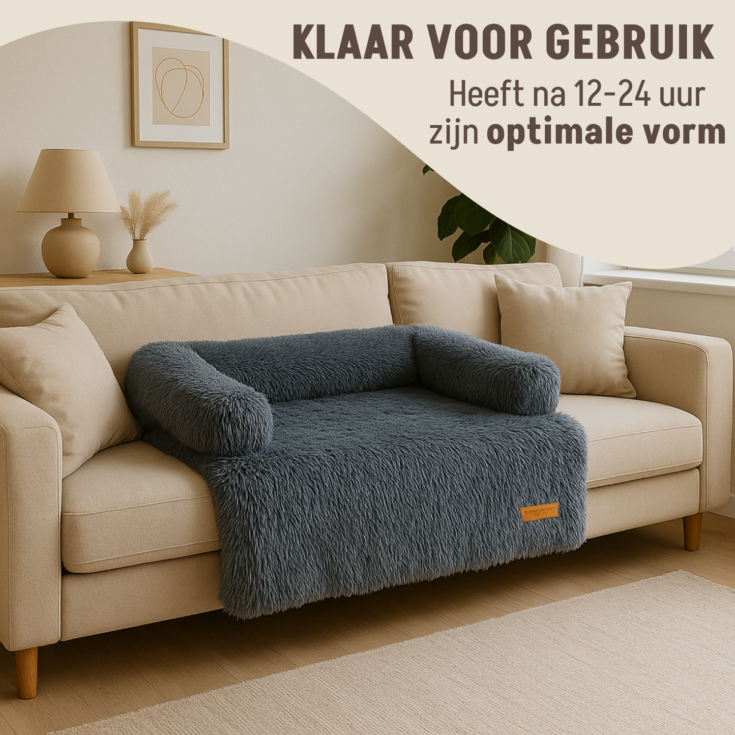 By Cee Cee Flauschige Hundedecke, Sofa, Grau, Größe L