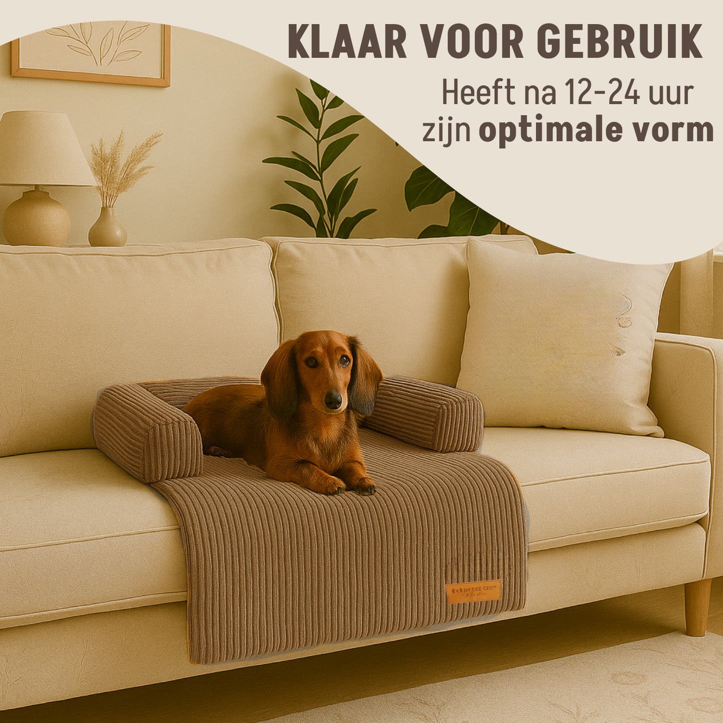 By Cee Cee Hondendeken Bank - Ribstof - Bruin - MAAT S