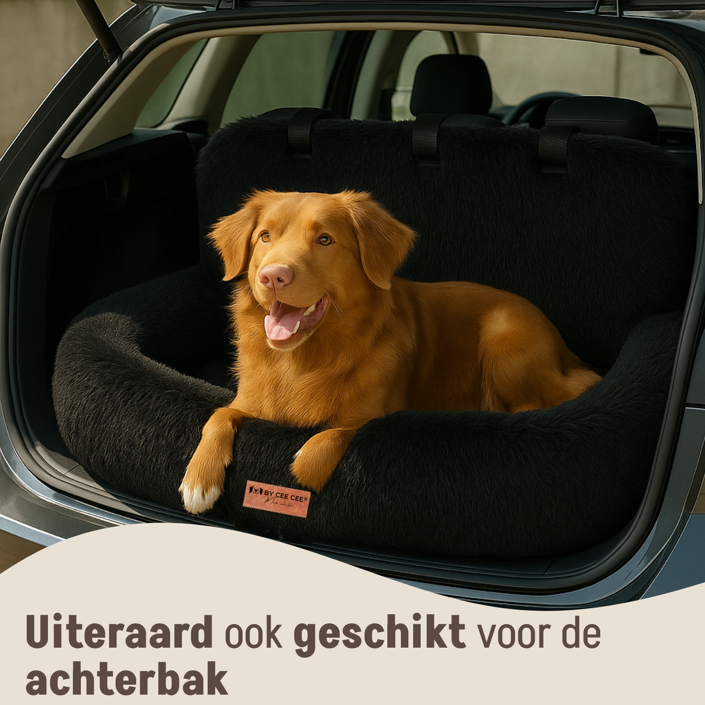 Autostoel Fluffy - De Ideale Hondenstoel Voor Onderweg - Zwart - MAAT L