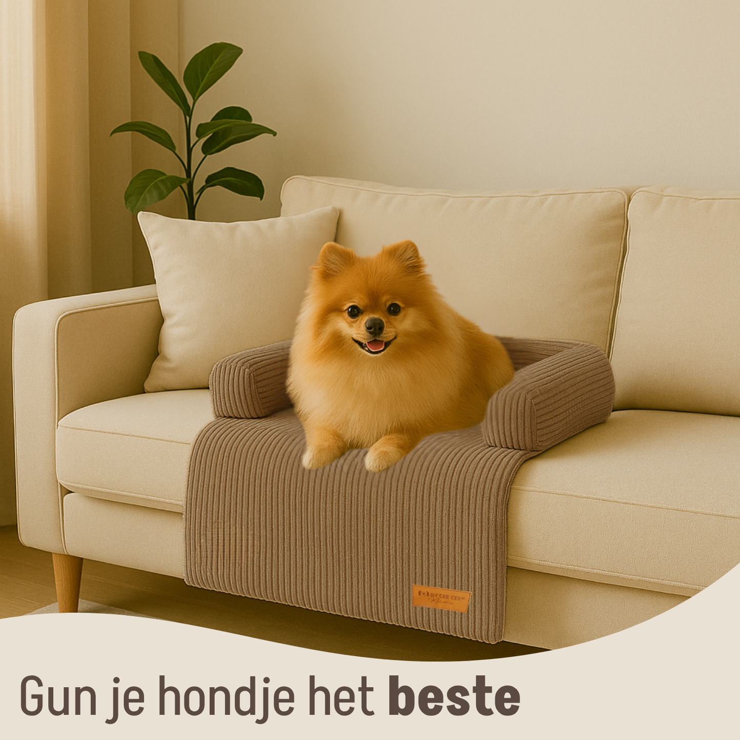 By Cee Cee Hondendeken Bank - Ribstof - Bruin - MAAT S
