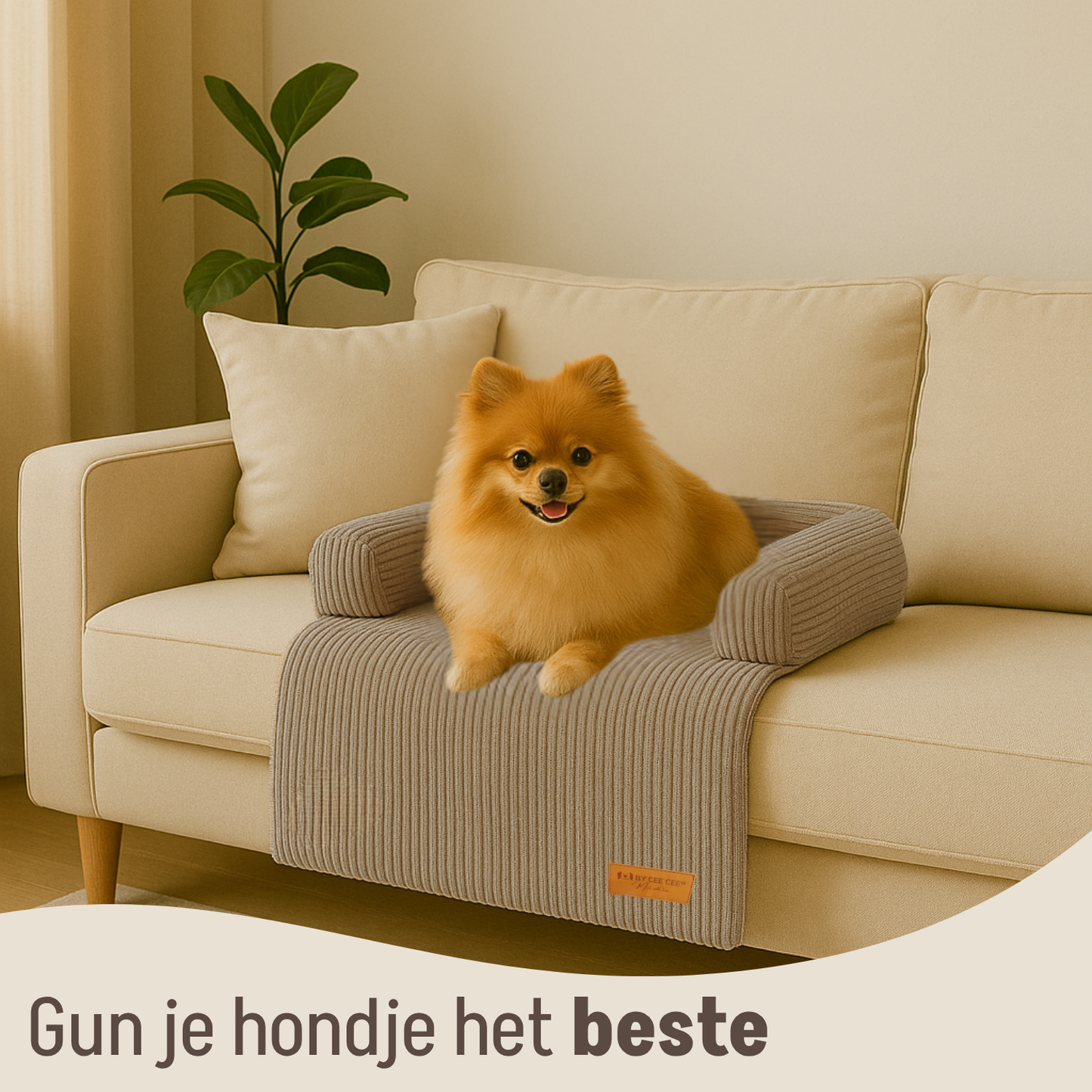 By Cee Cee Hondendeken Bank - Ribstof - Mokka Taupe - MAAT S