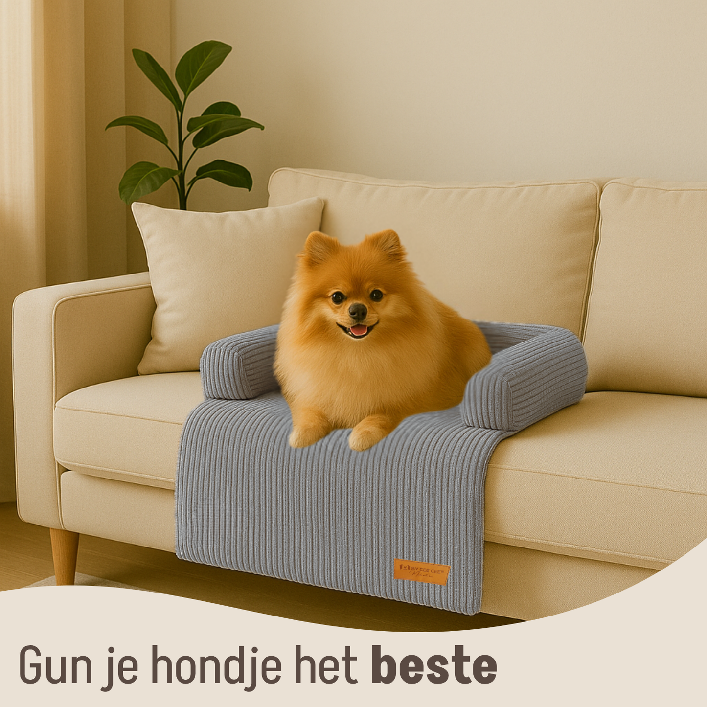By Cee Cee Hondendeken Bank - Ribstof - Grijs - MAAT S