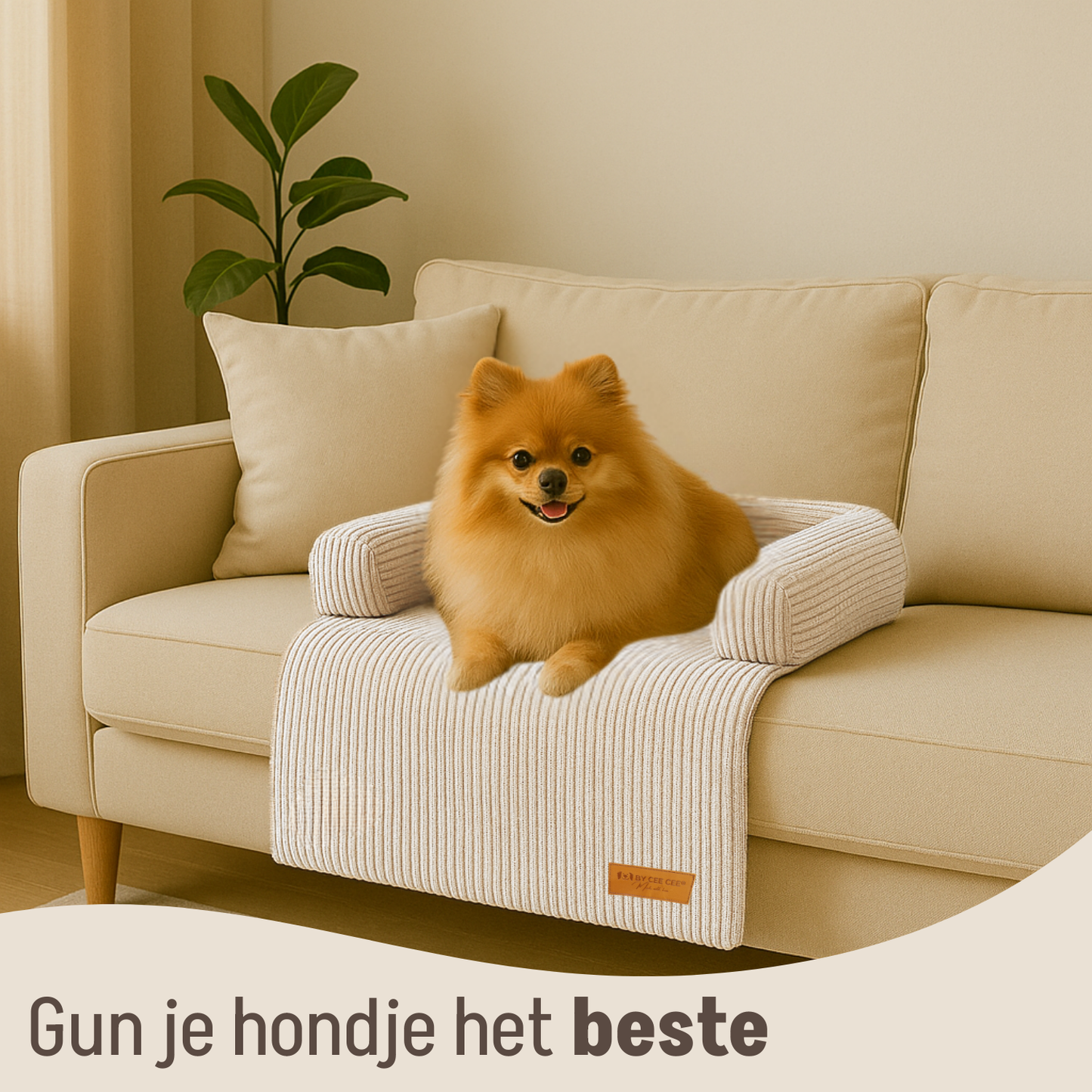 By Cee Cee Hondendeken Bank - Ribstof - Beige - MAAT S