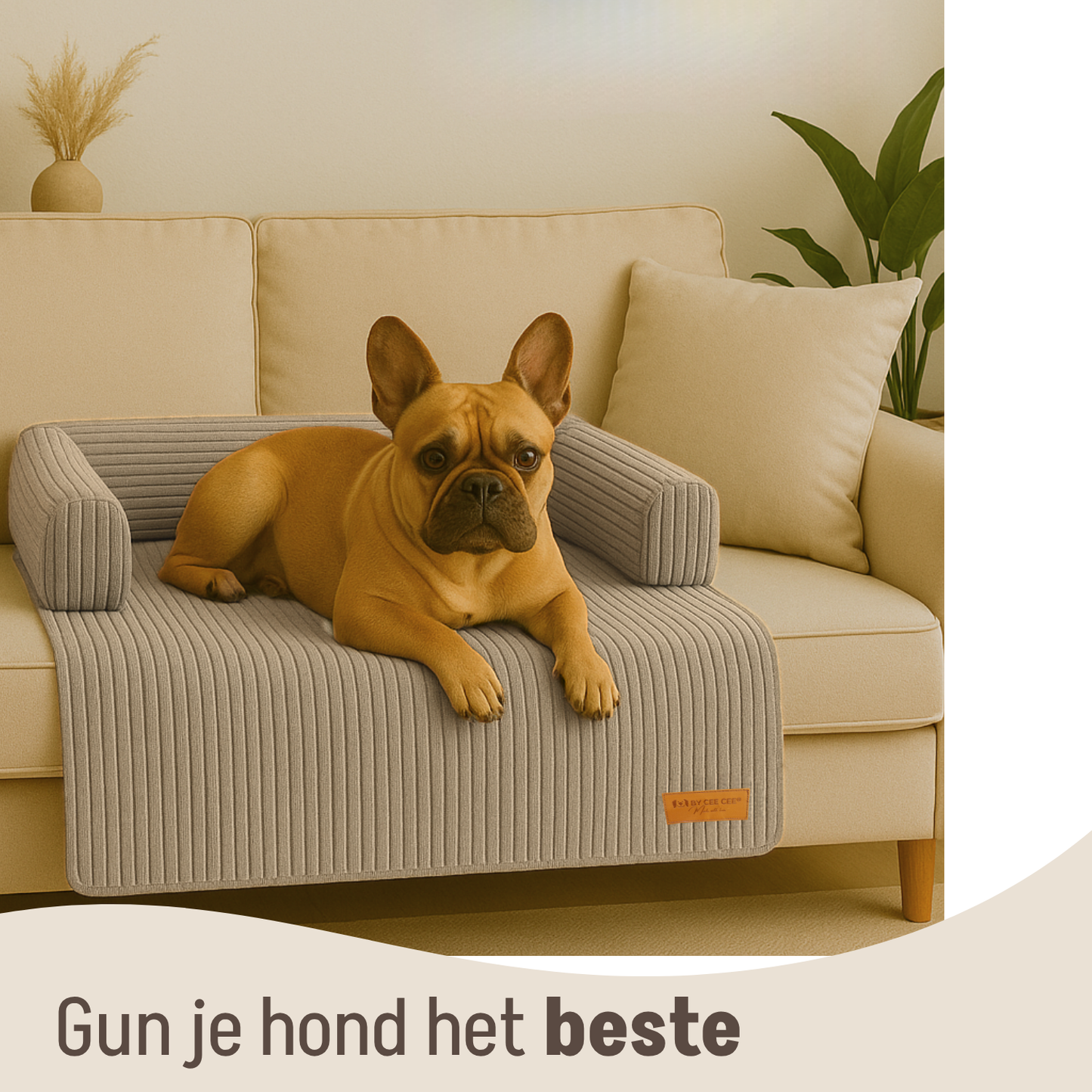 By Cee Cee Hondendeken Bank - Ribstof - Mokka Taupe - MAAT M