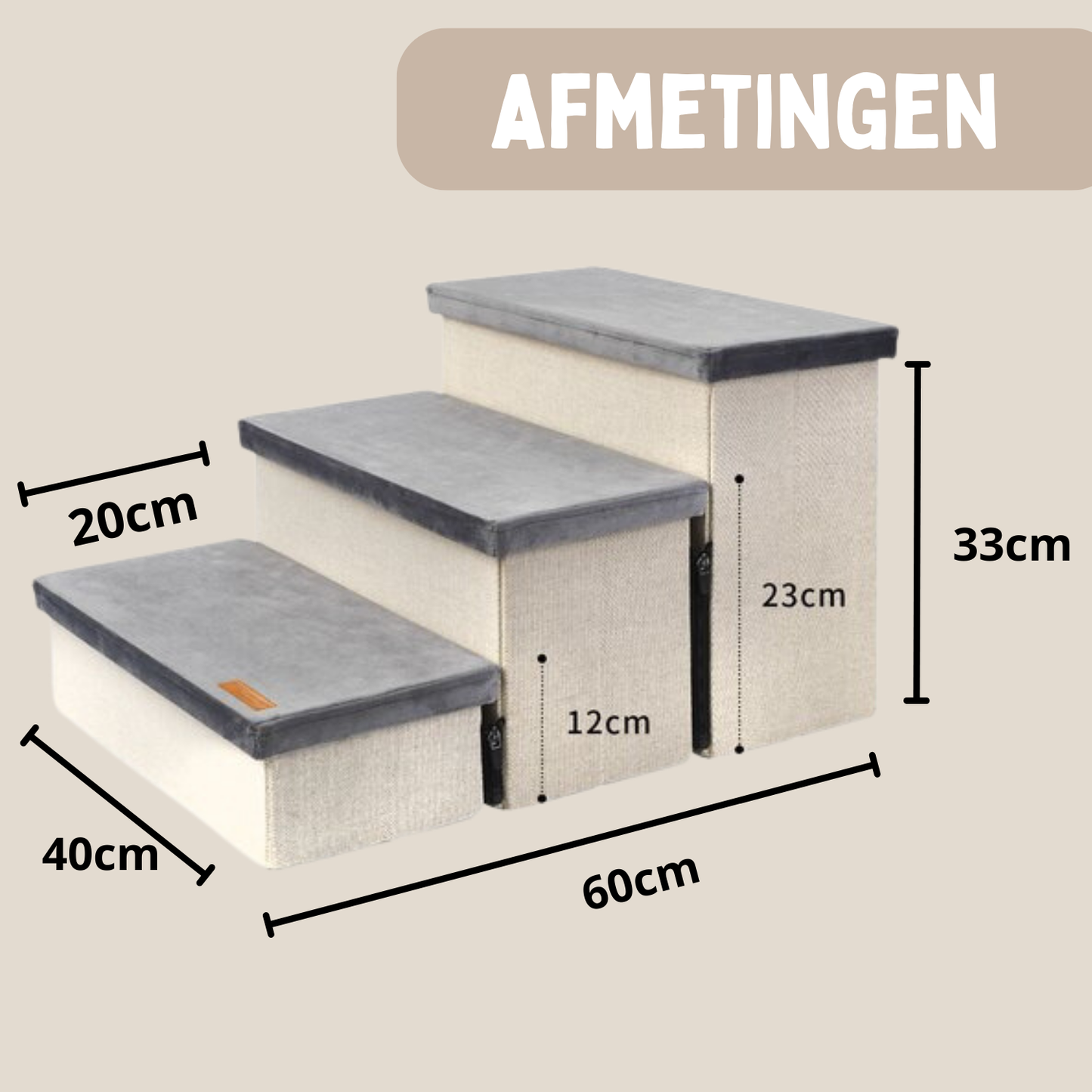 Photo of Hondentrap Stevig Model 2025 Met Opbergruimte - Trap Hond - tot 60 KG - Beige met grijs