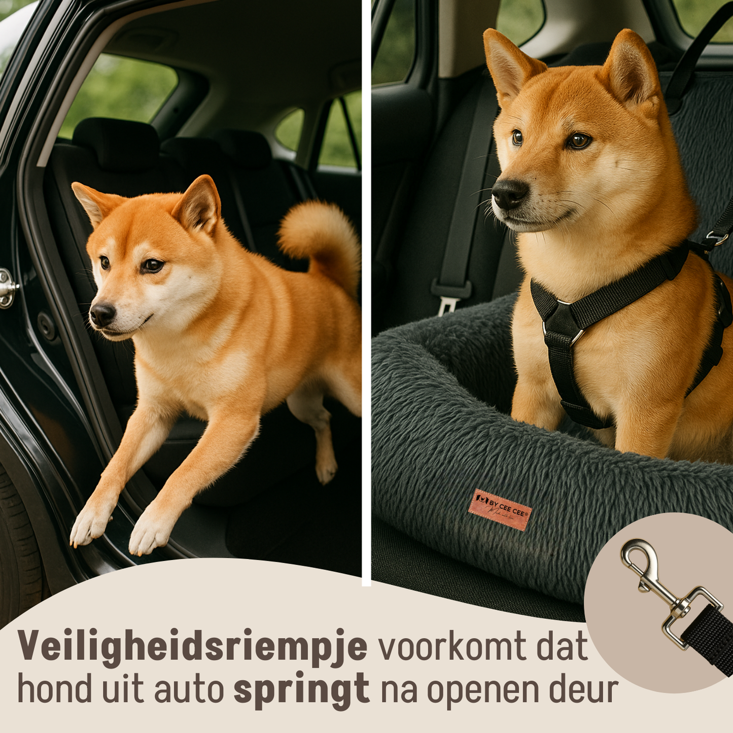 Autostoel Fluffy - De Ideale Hondenstoel Voor Onderweg - Donkergrijs - MAAT M