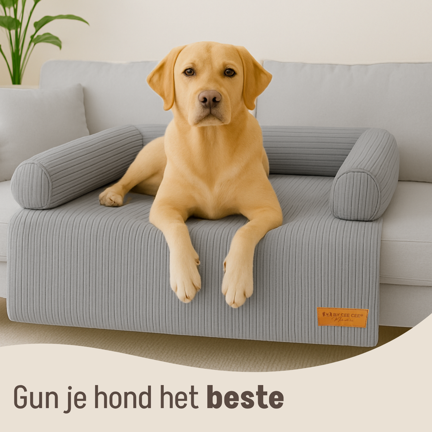 By Cee Cee Hondendeken Bank - Ribstof - Grijs - MAAT L
