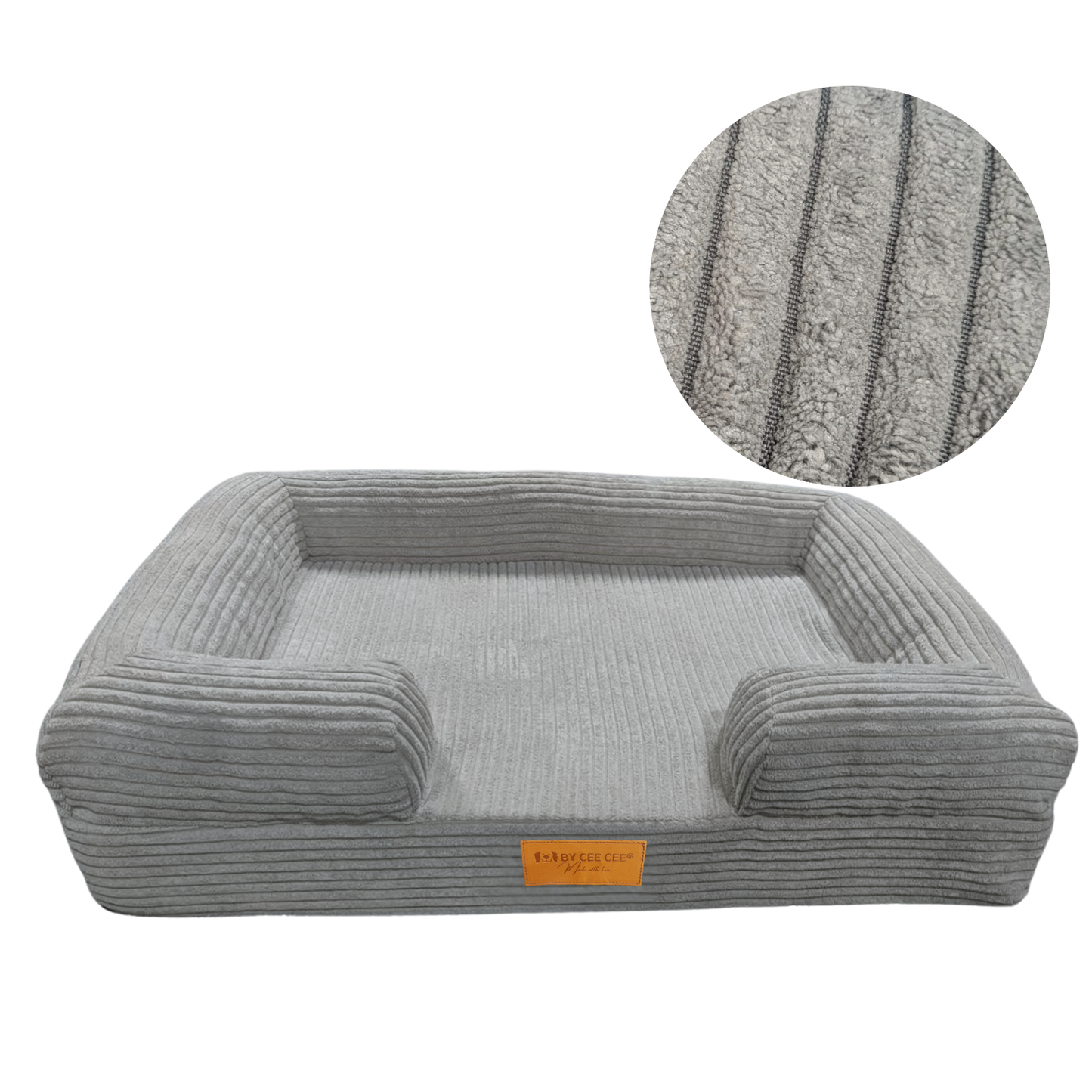 Orthopedische Hondenmand 80x55cm Ribstof Grijs