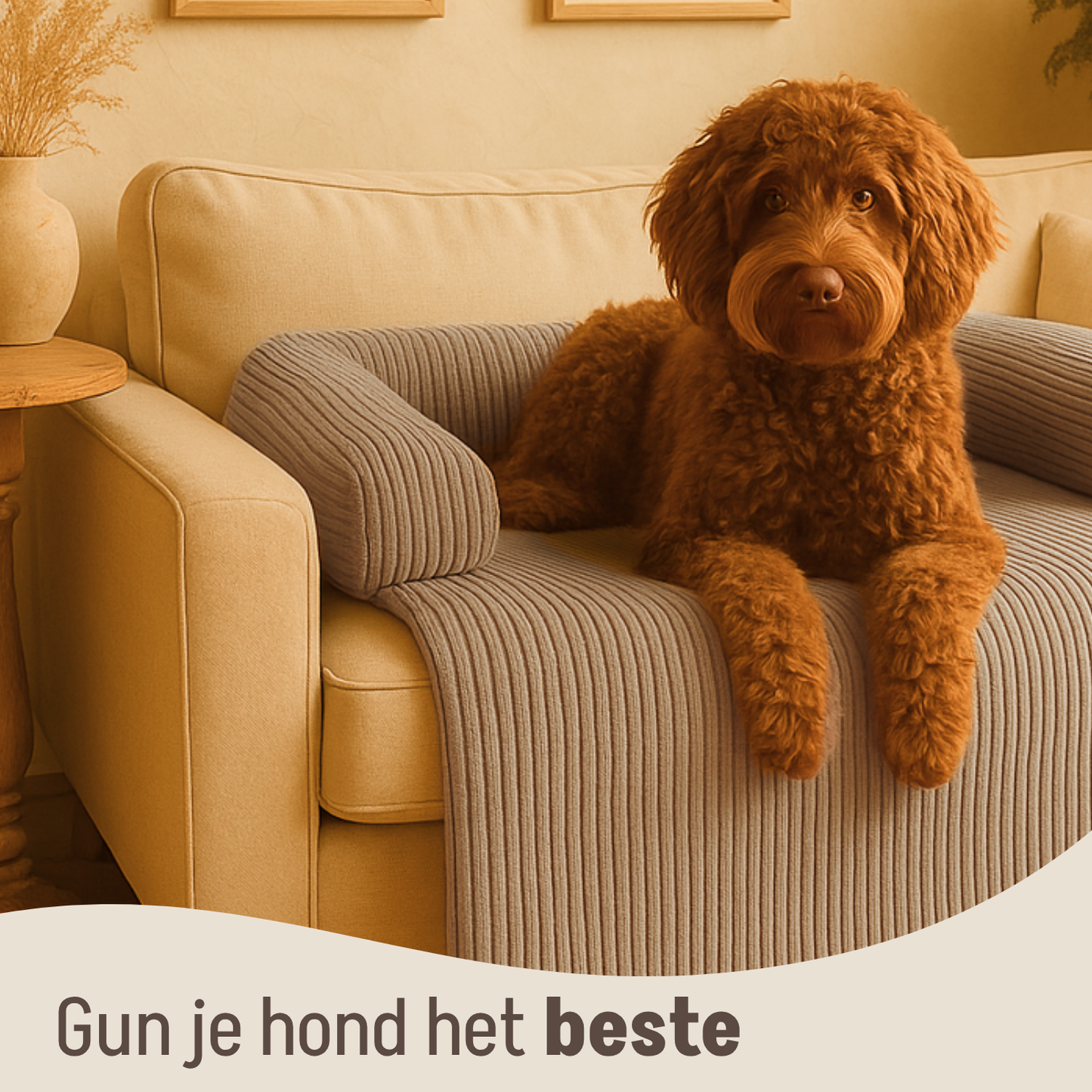By Cee Cee Hondendeken Bank - Ribstof - Mokka Taupe - MAAT L