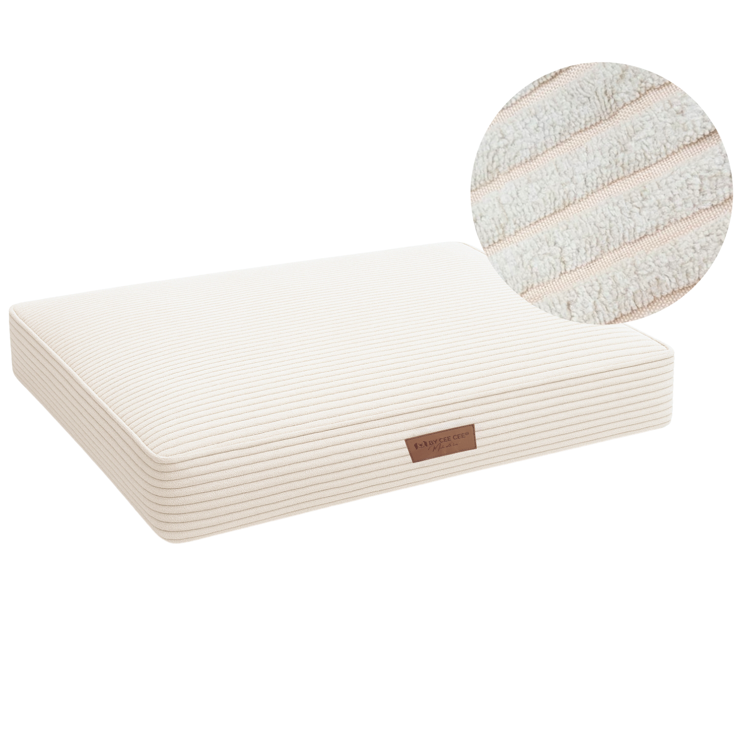 By Cee Cee Origineel Orthopedisch Hondenkussen Ribstof Beige- 100x70cm