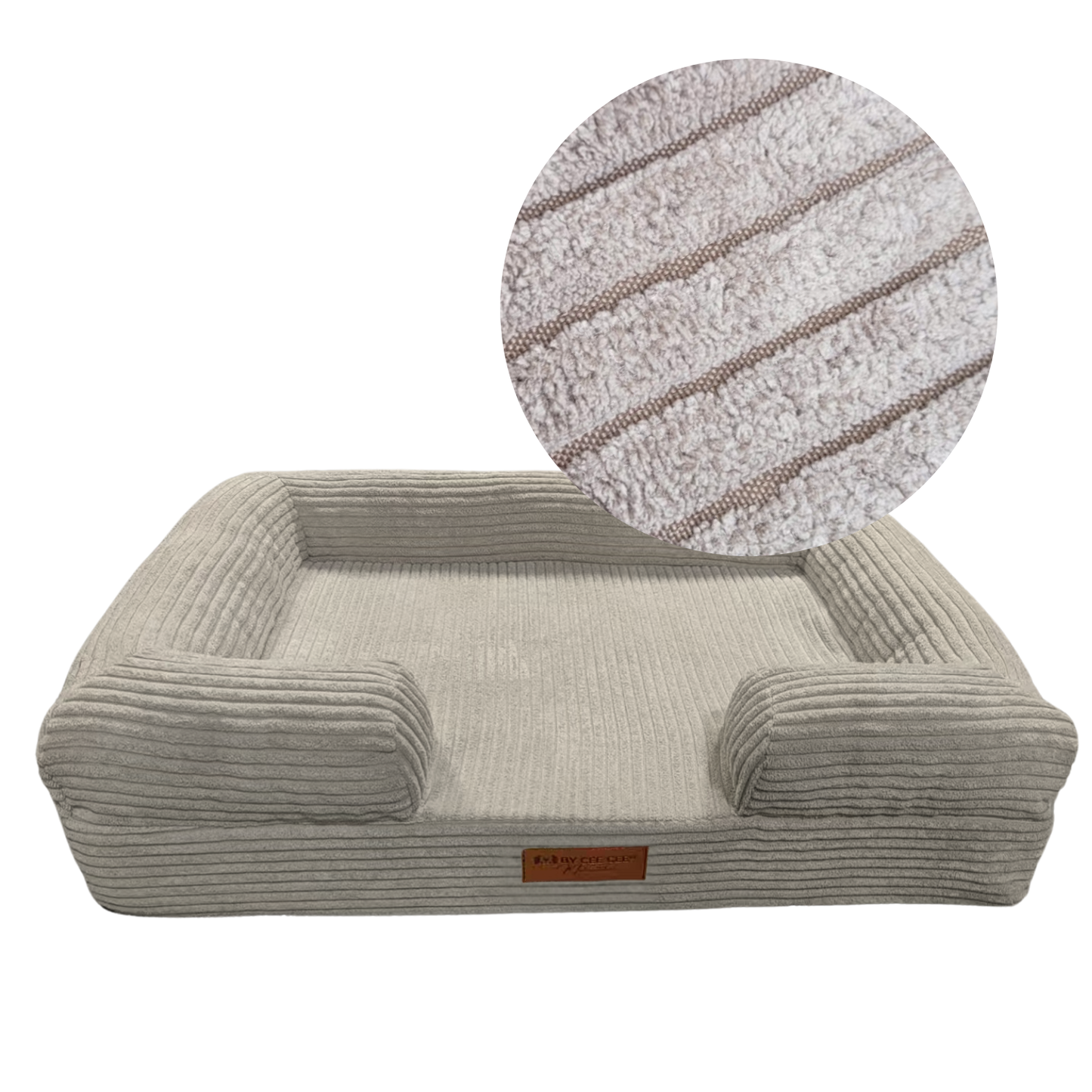 Orthopedische Hondenmand 80x55cm Ribstof Mokka Taupe