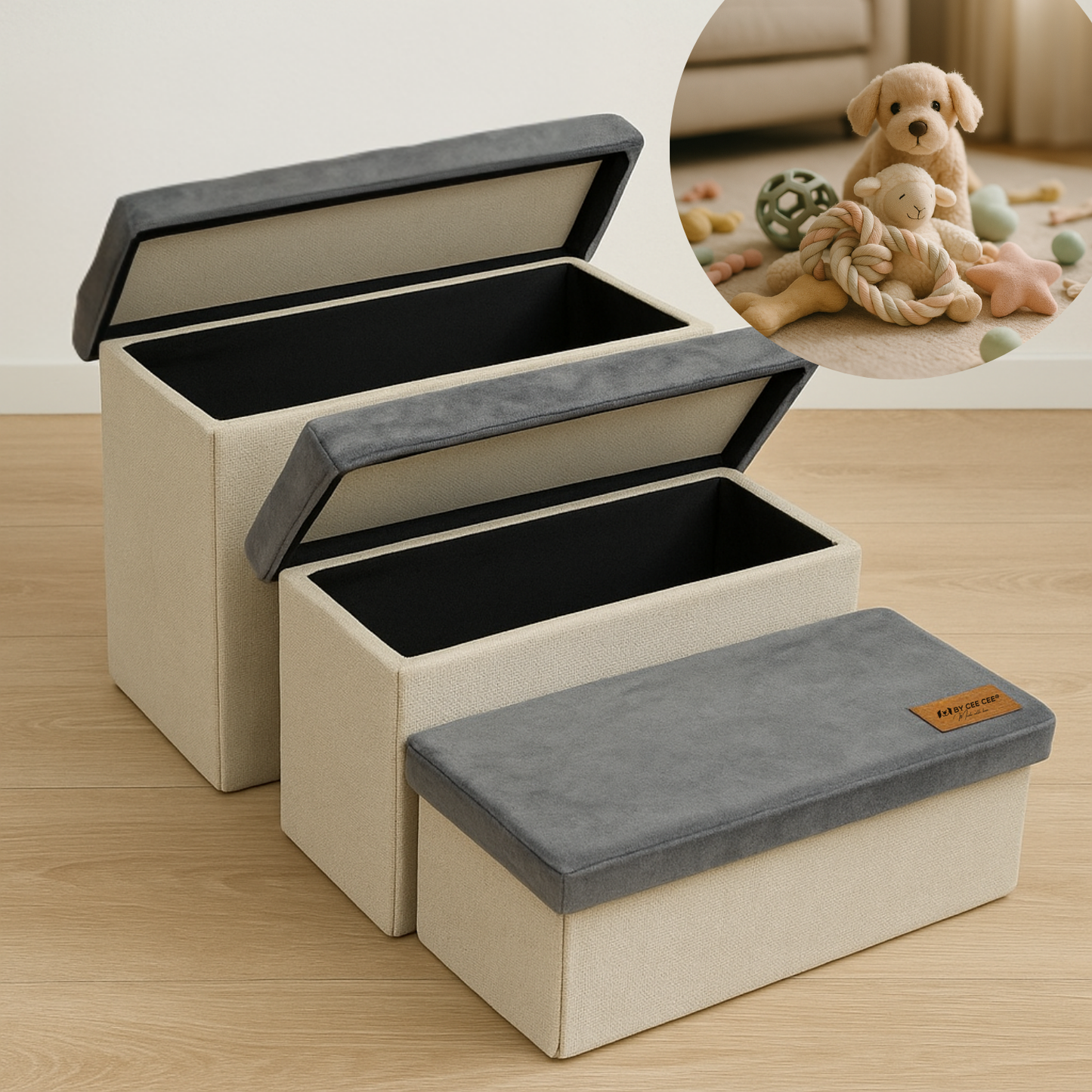Photo of Hondentrap Stevig Model 2025 Met Opbergruimte - Trap Hond - tot 60 KG - Beige met grijs