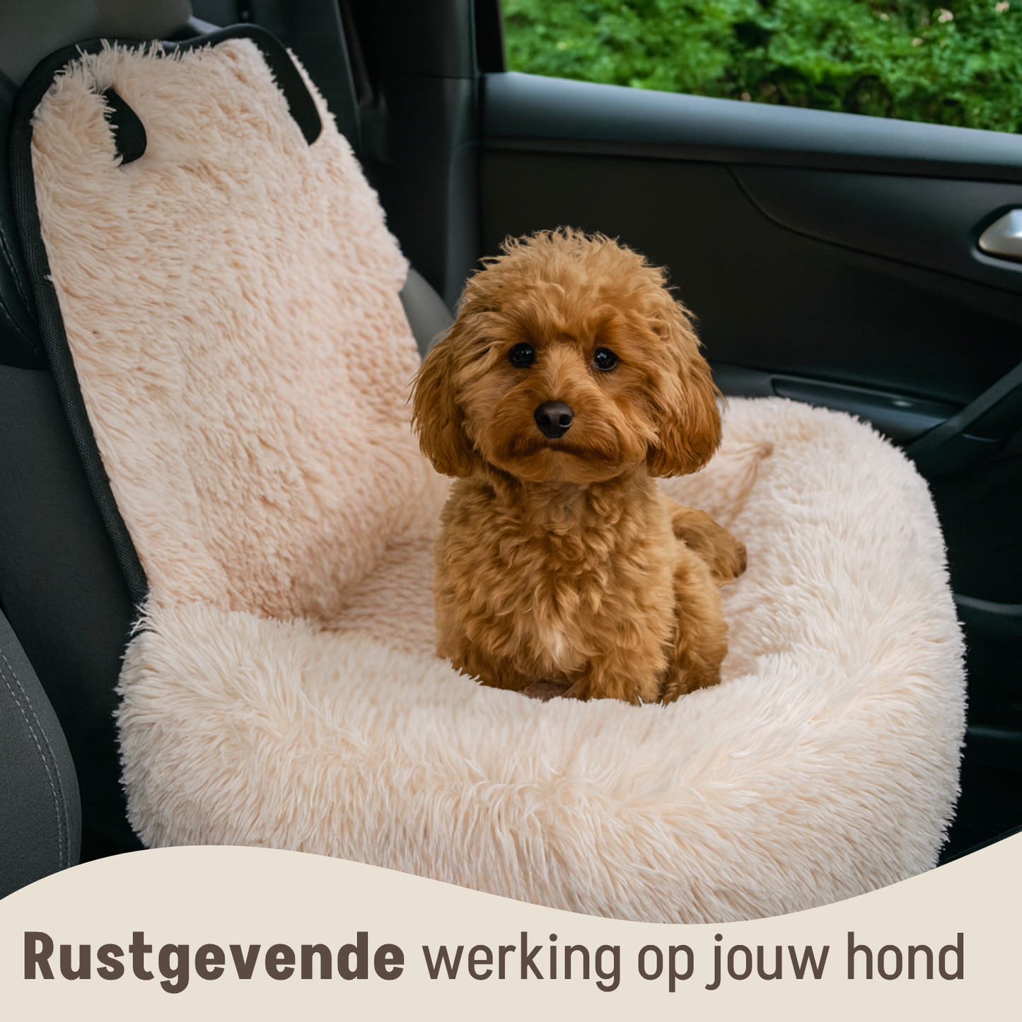 Autostoel Fluffy - De Ideale Hondenstoel Voor Onderweg - Beige - MAAT S