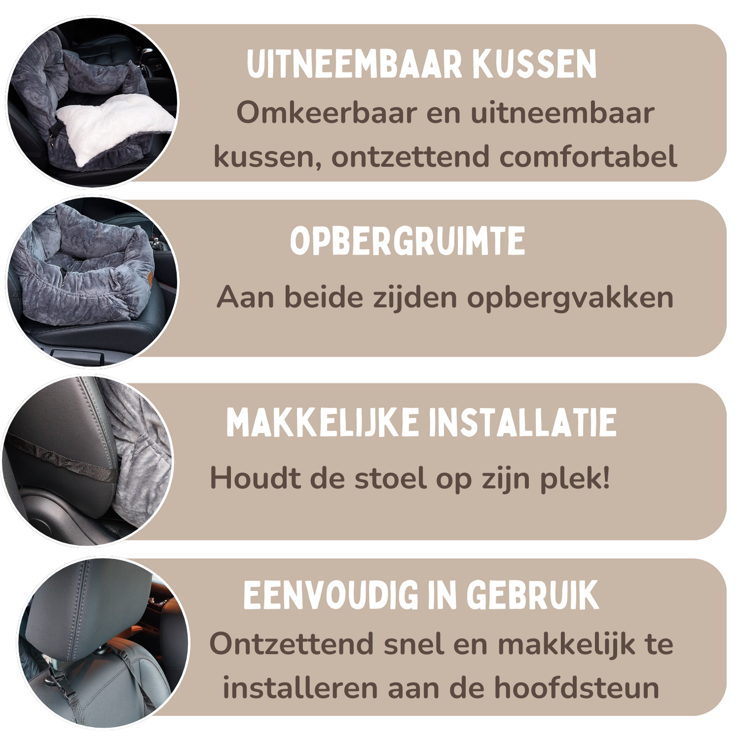 Handige hondenzetel lichtgewicht en makkelijk verplaatsbaar
