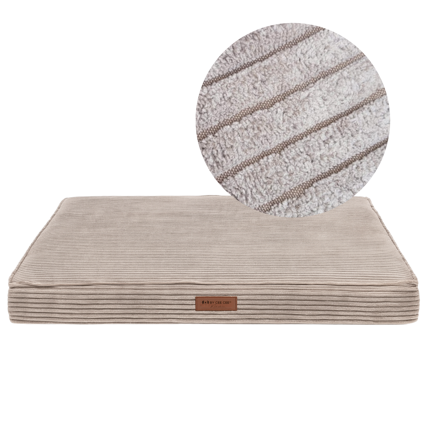 By Cee Cee Origineel Orthopedisch Hondenkussen Ribstof Mokka Taupe 100x70cm