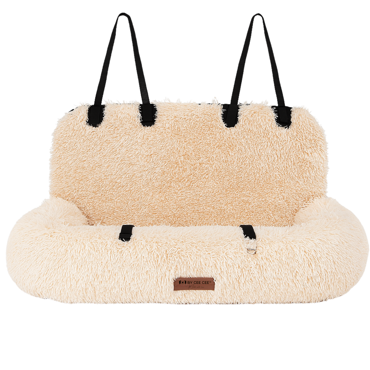 Autostoel Fluffy - De Ideale Hondenstoel Voor Onderweg - Beige - MAAT L