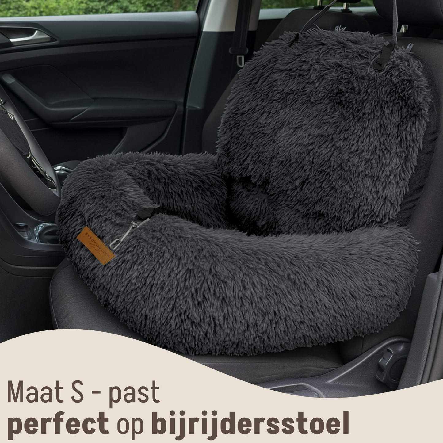Autostoel Fluffy - De Ideale Hondenstoel Voor Onderweg - Zwart - MAAT S