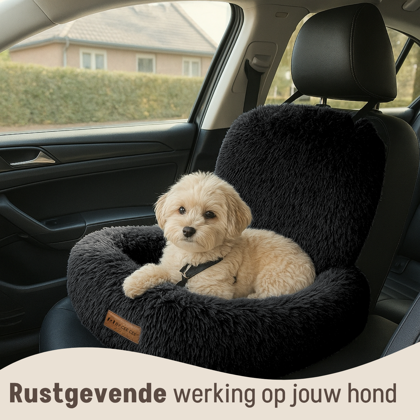 Autostoel Fluffy - De Ideale Hondenstoel Voor Onderweg - Zwart - MAAT S