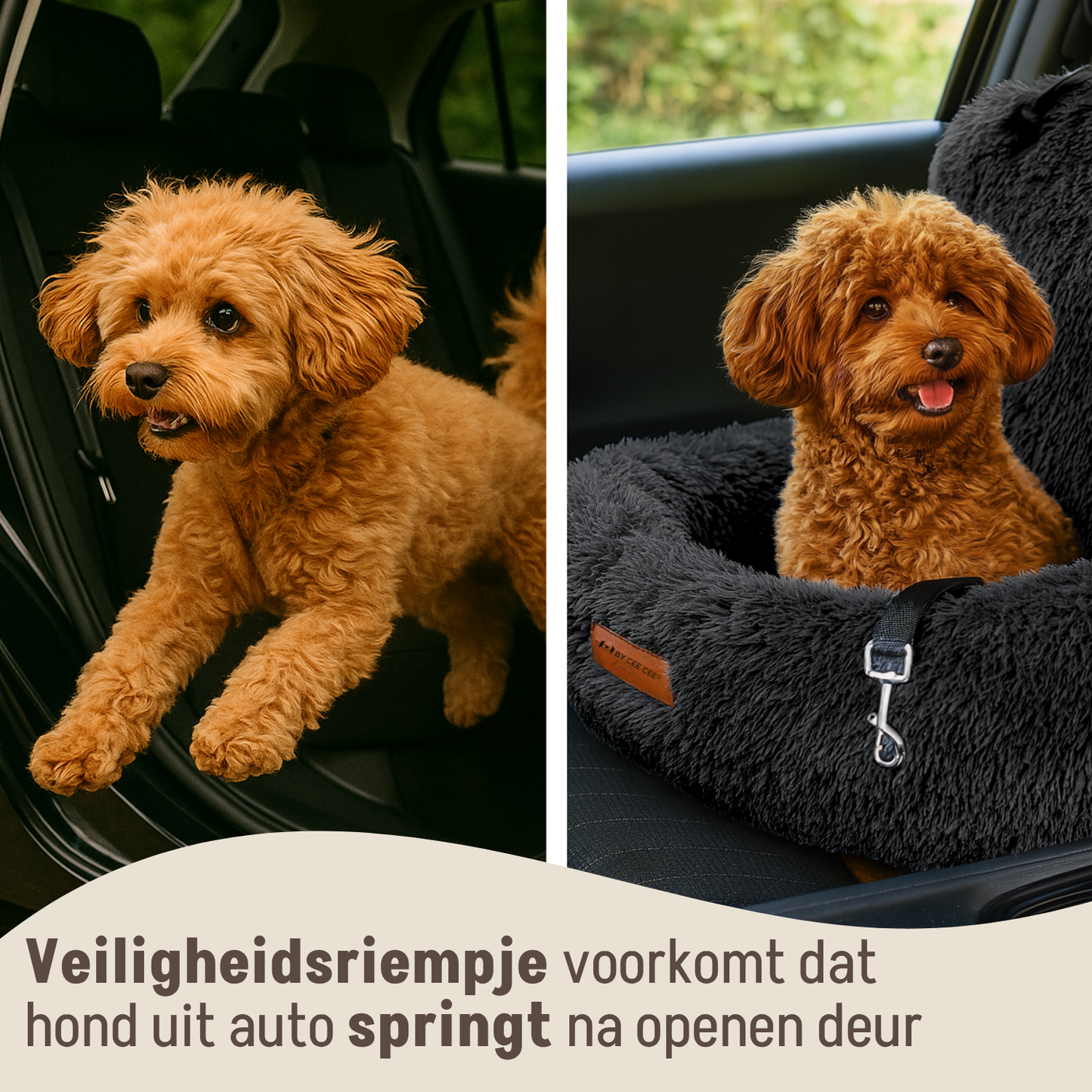 Autostoel Fluffy - De Ideale Hondenstoel Voor Onderweg - Zwart - MAAT S