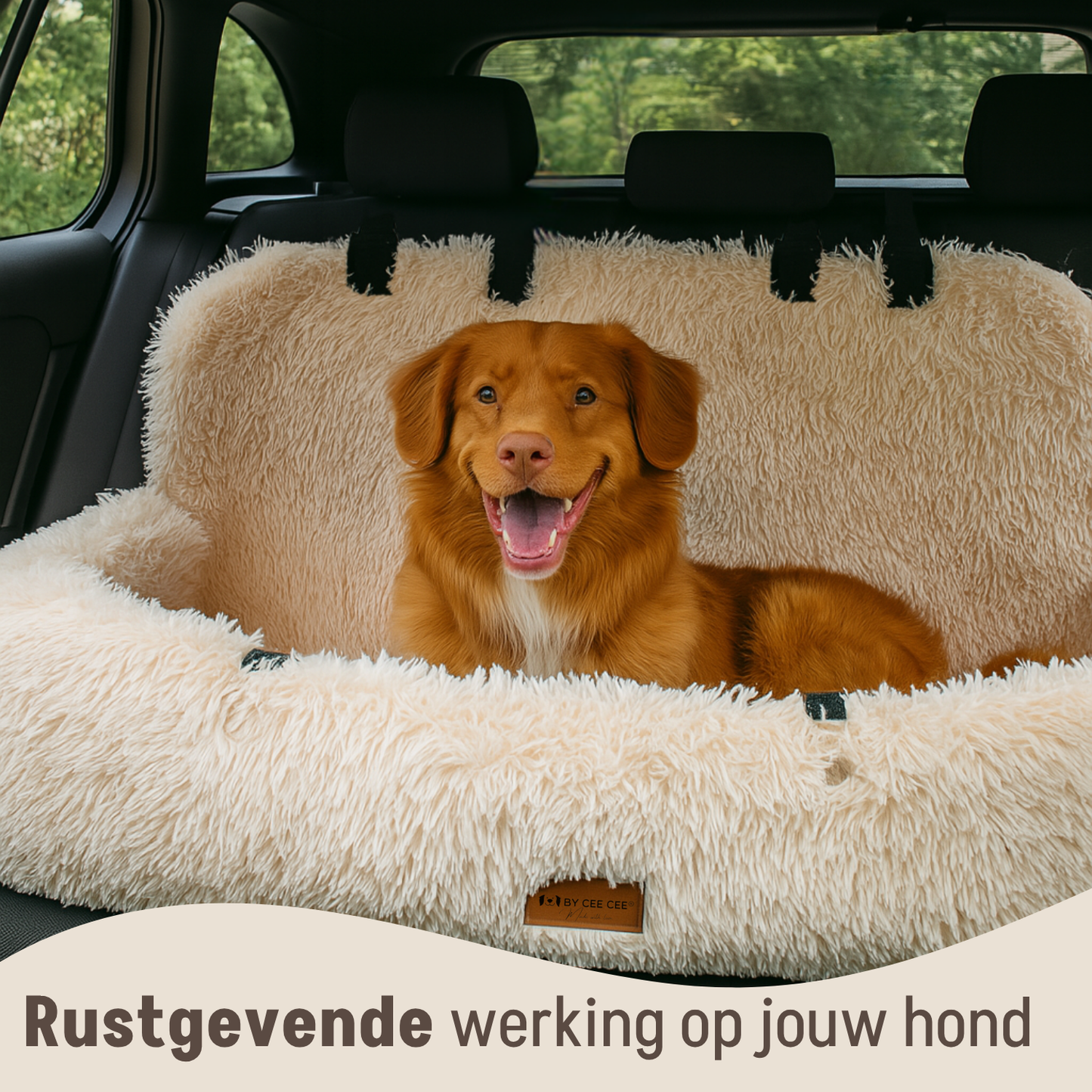 Autostoel Fluffy - De Ideale Hondenstoel Voor Onderweg - Beige - MAAT L