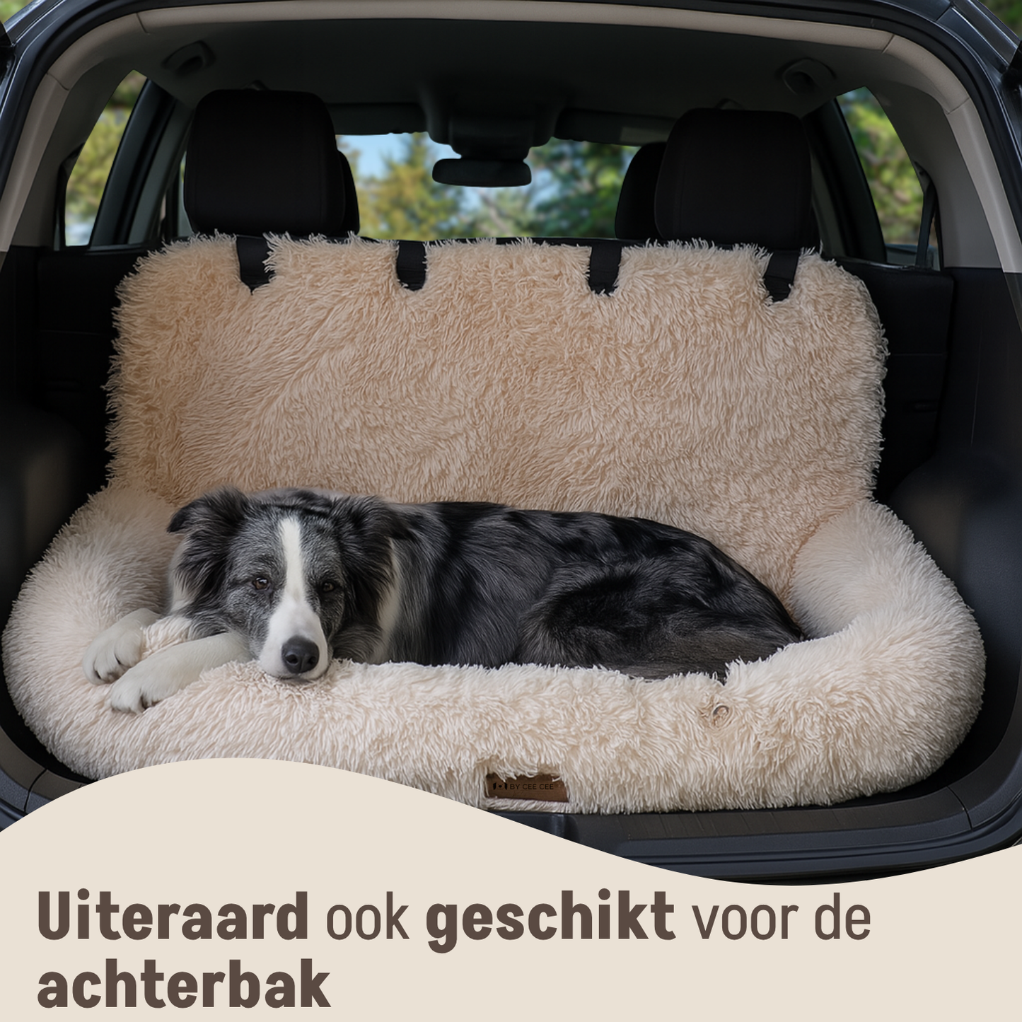 Autostoel Fluffy - De Ideale Hondenstoel Voor Onderweg - Beige - MAAT L