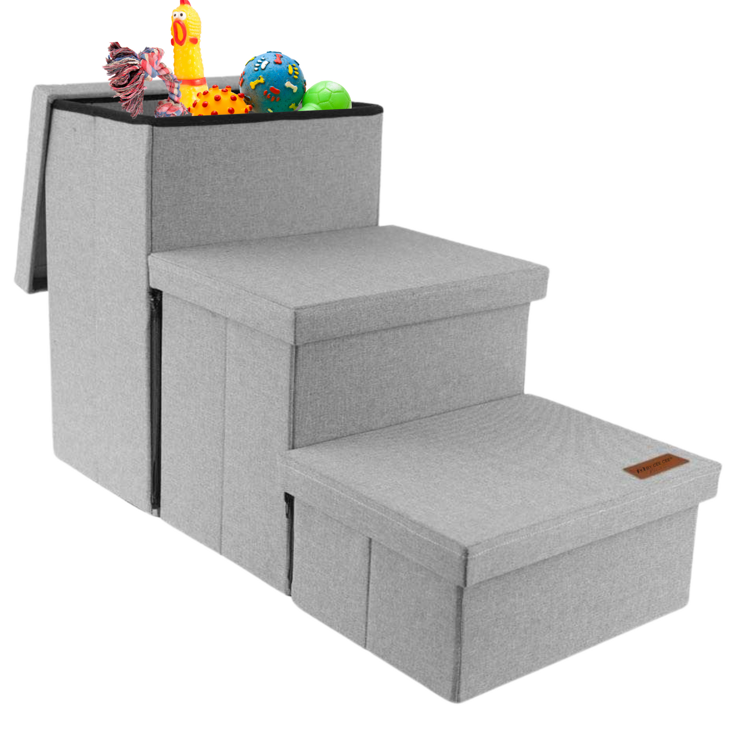 Hondentrap Stevig Model 2025 Met Opbergruimte - Trap Hond - tot 60 KG - Beige met grijs
