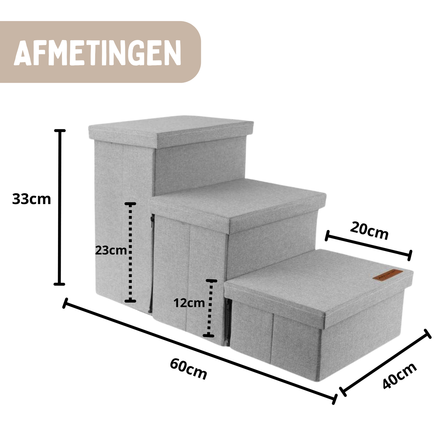 Hondentrap Stevig Model 2025 Met Opbergruimte - Trap Hond - tot 60 KG - Beige met grijs