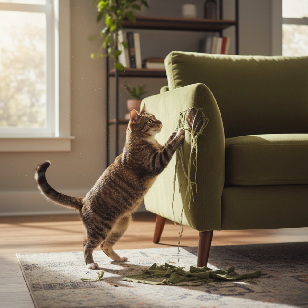 Cat Using Cat Scratch Why Cats Scratch and How to Prevent Them from Scratching Your Furnitur ...