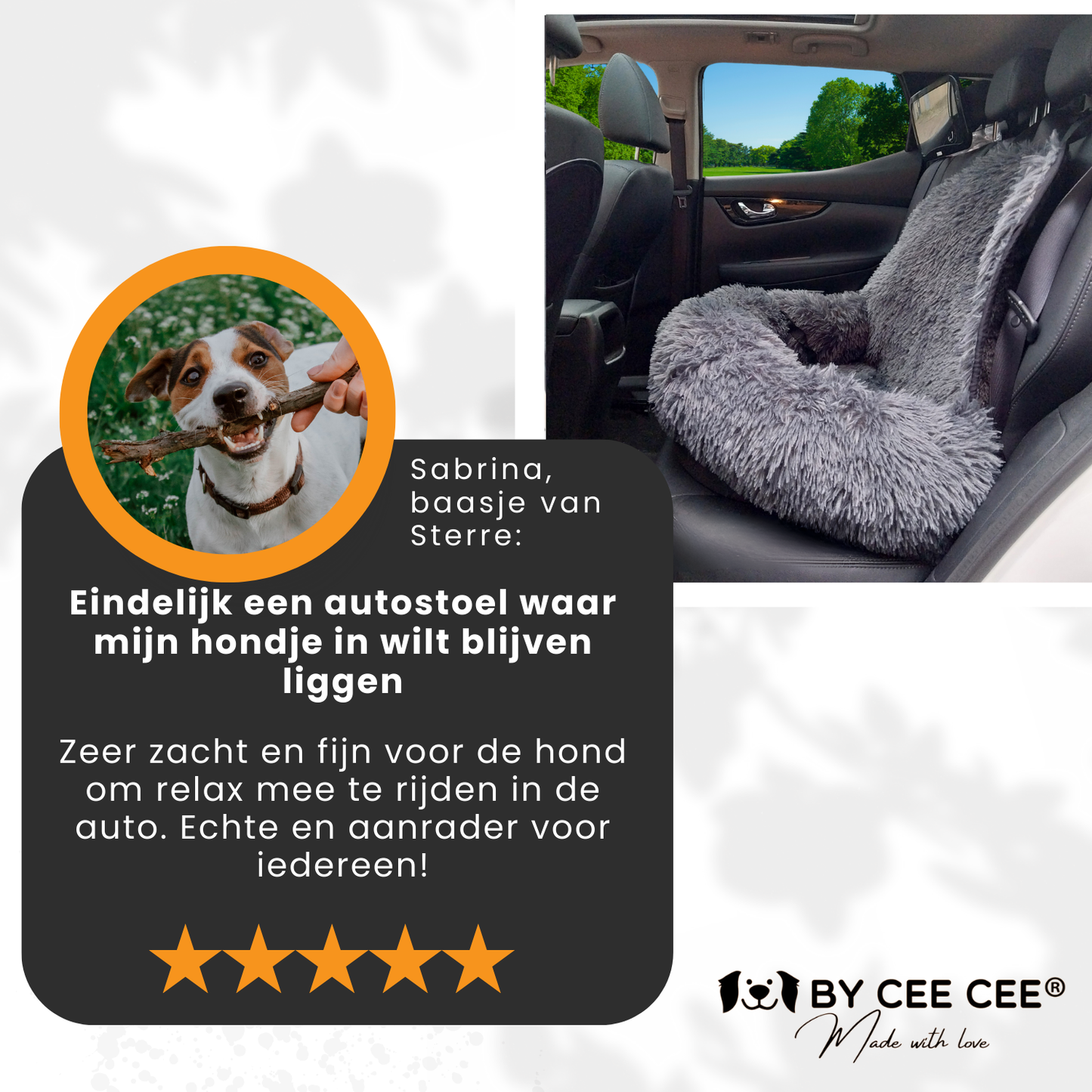 Von Cee Cee – Hundeautositz Deluxe Rücksitz – Hundekorb Auto mit Sicherheitsgurt – Hundeautokorb – Hundesitz – großer Hund