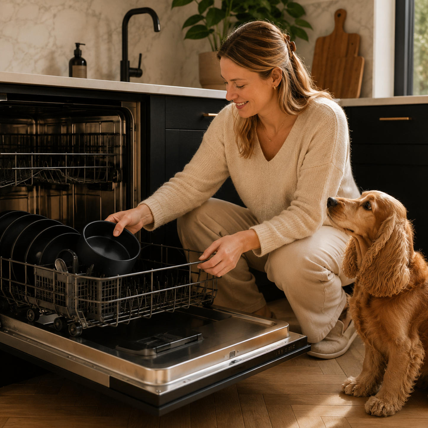 Ceramic food bowls with bamboo stand