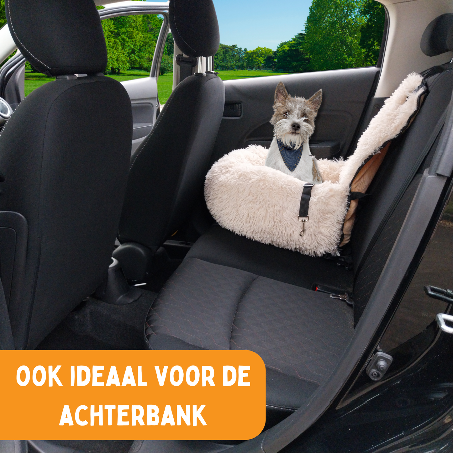 Autostoel Fluffy - De Ideale Hondenstoel Voor Onderweg - Beige S