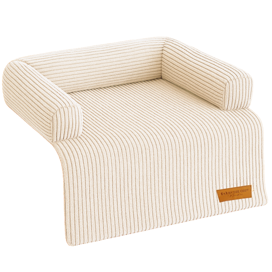 By Cee Cee Hondendeken Bank - Ribstof - Beige - MAAT M